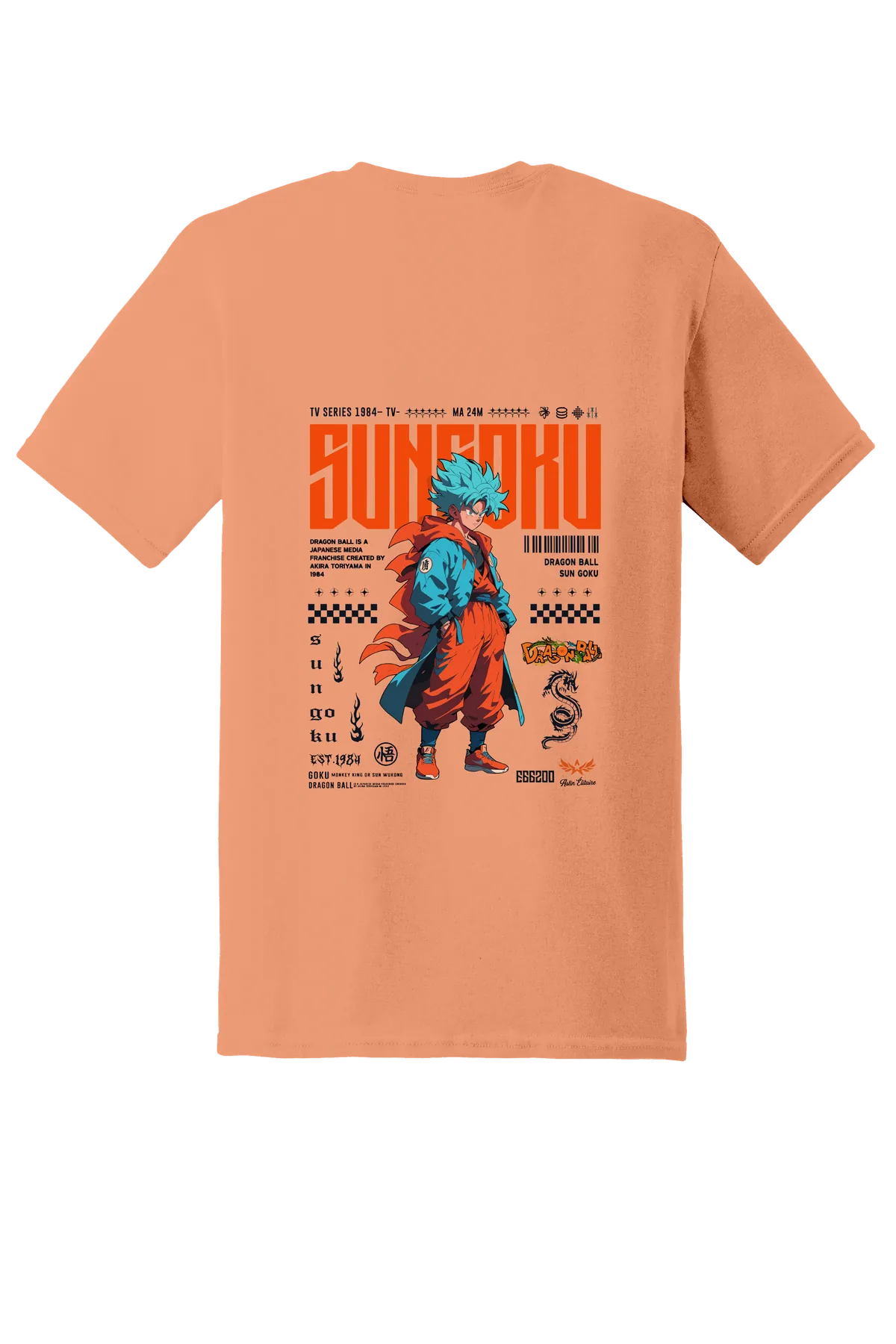 Dragon Ball Tee No. 100, Tangerine, back print