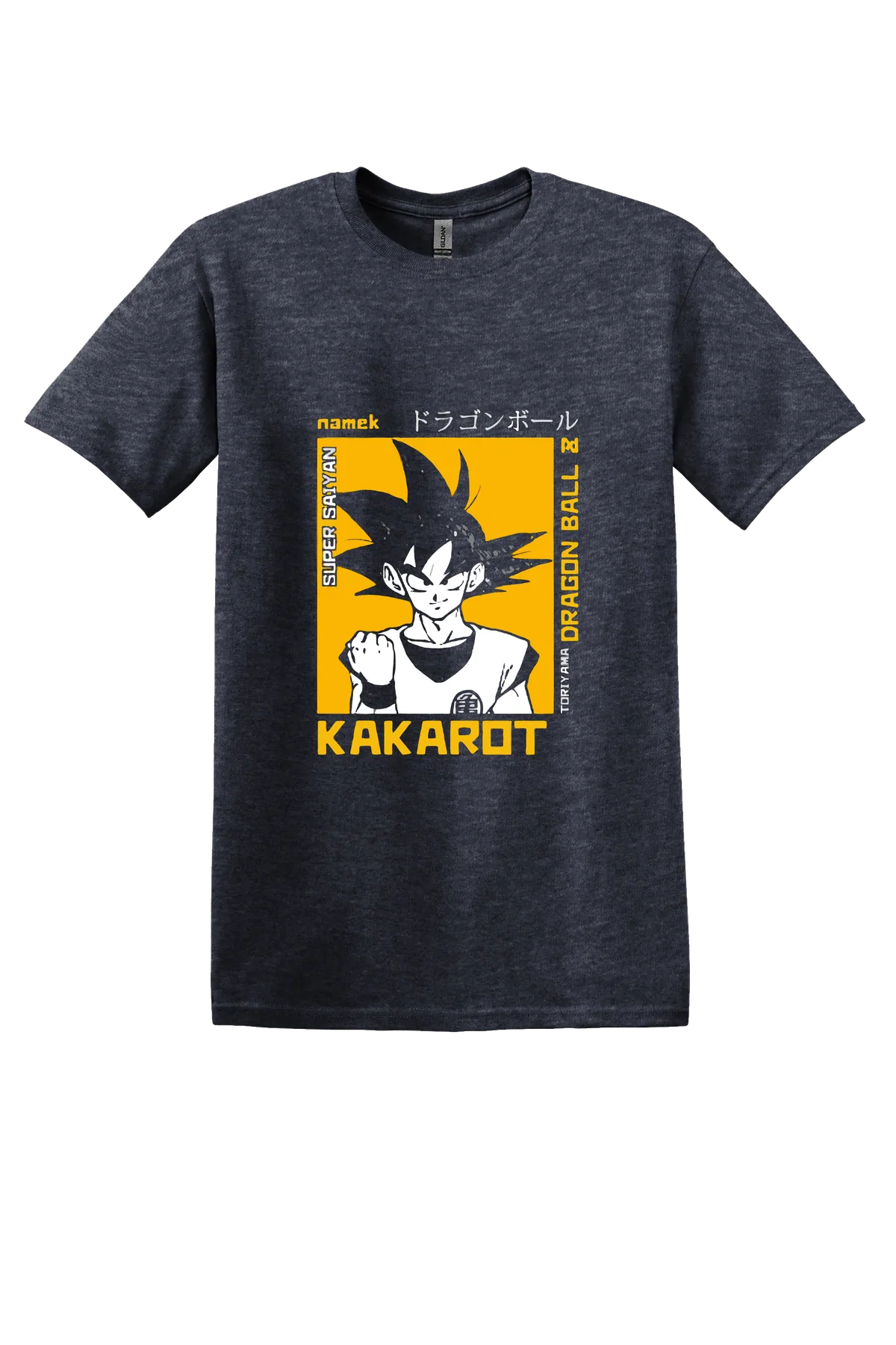 Dragon Ball Tee No. 114, Heather Navy, front print