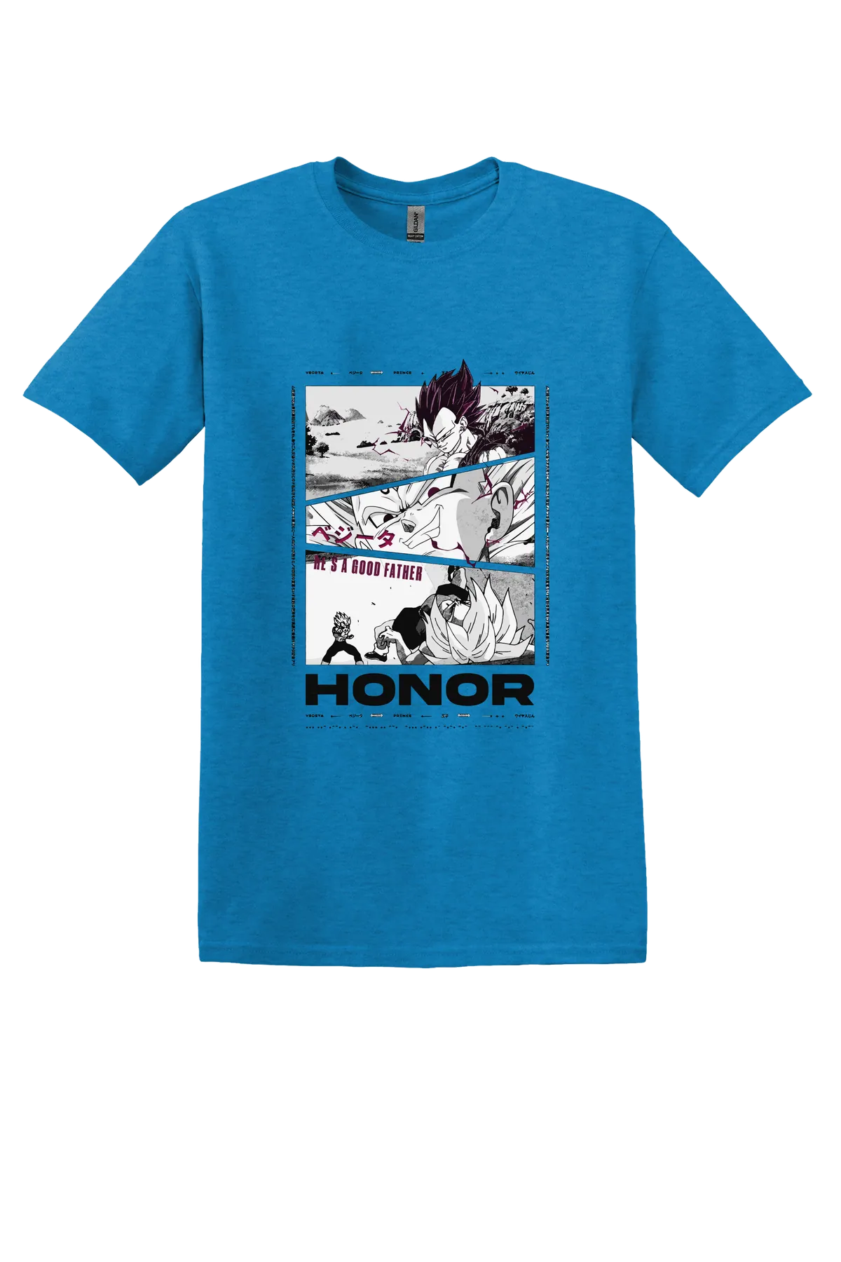 Dragon Ball Tee No. 191, Heather Sapphire, front print