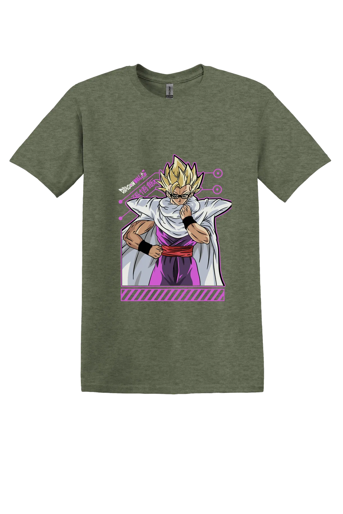 Dragon Ball Tee No. 315, Heather Military Green, front print