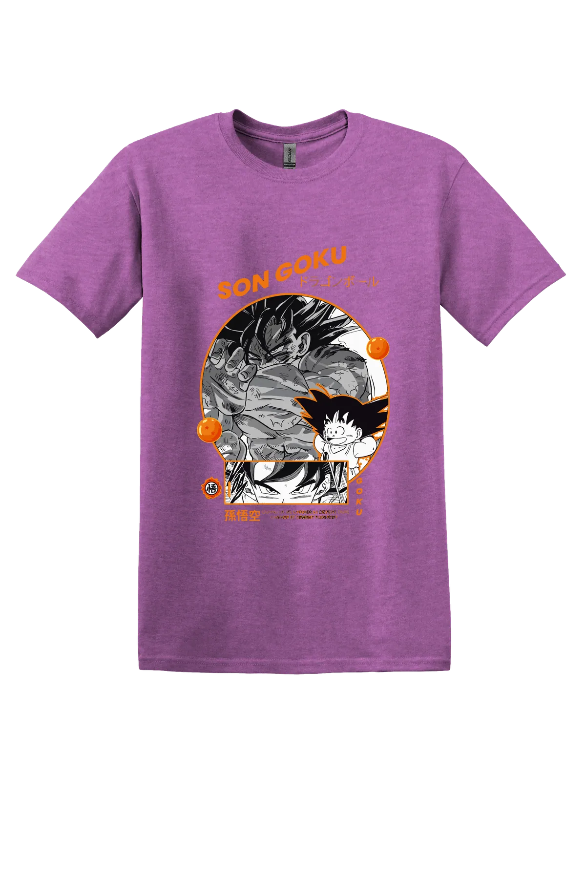 Dragon Ball Tee No. 46, Heather Radiant Orchid, front print
