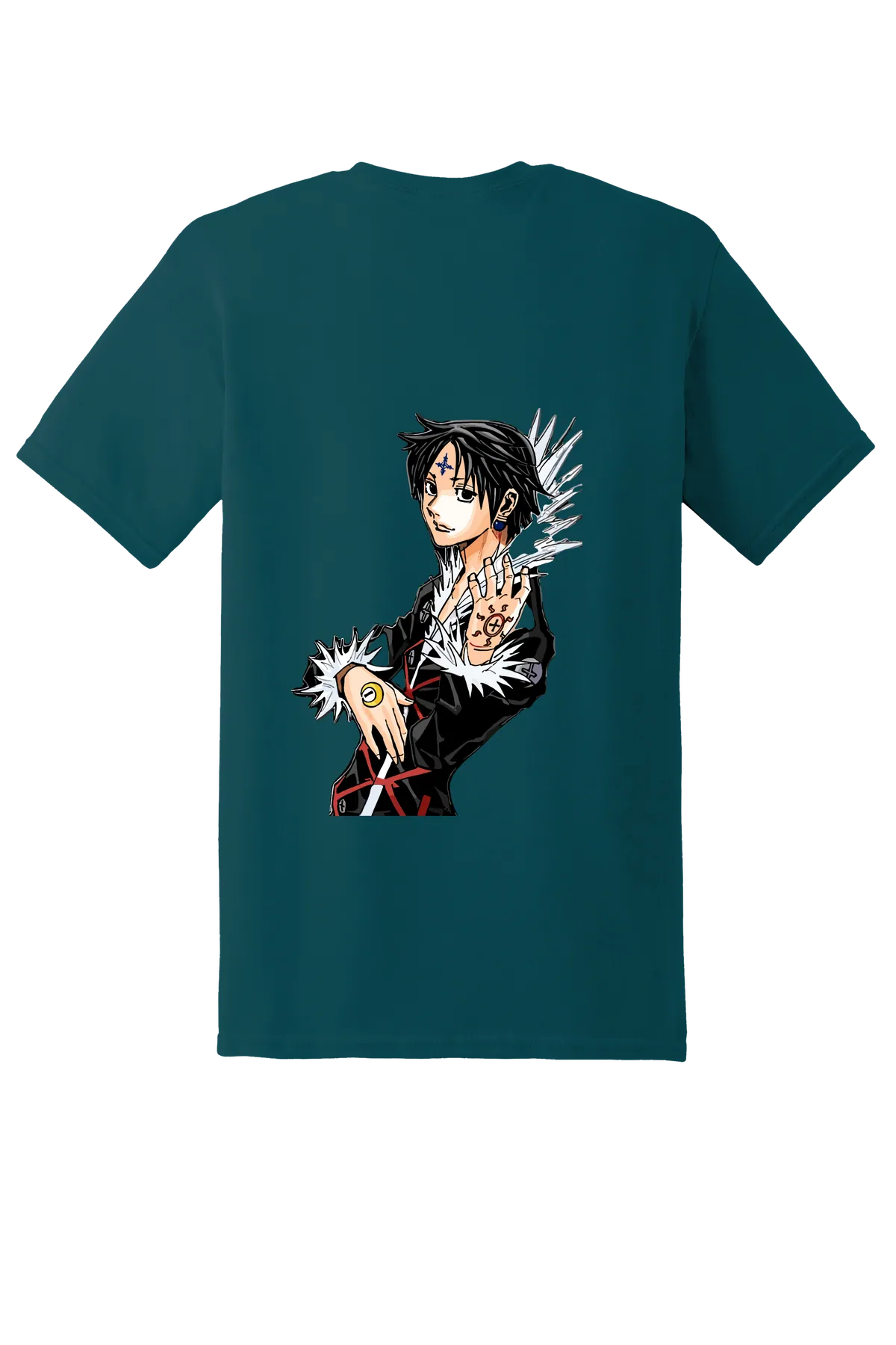 Hunter x Hunter Tee No. 157, Fan Marine Green, back print