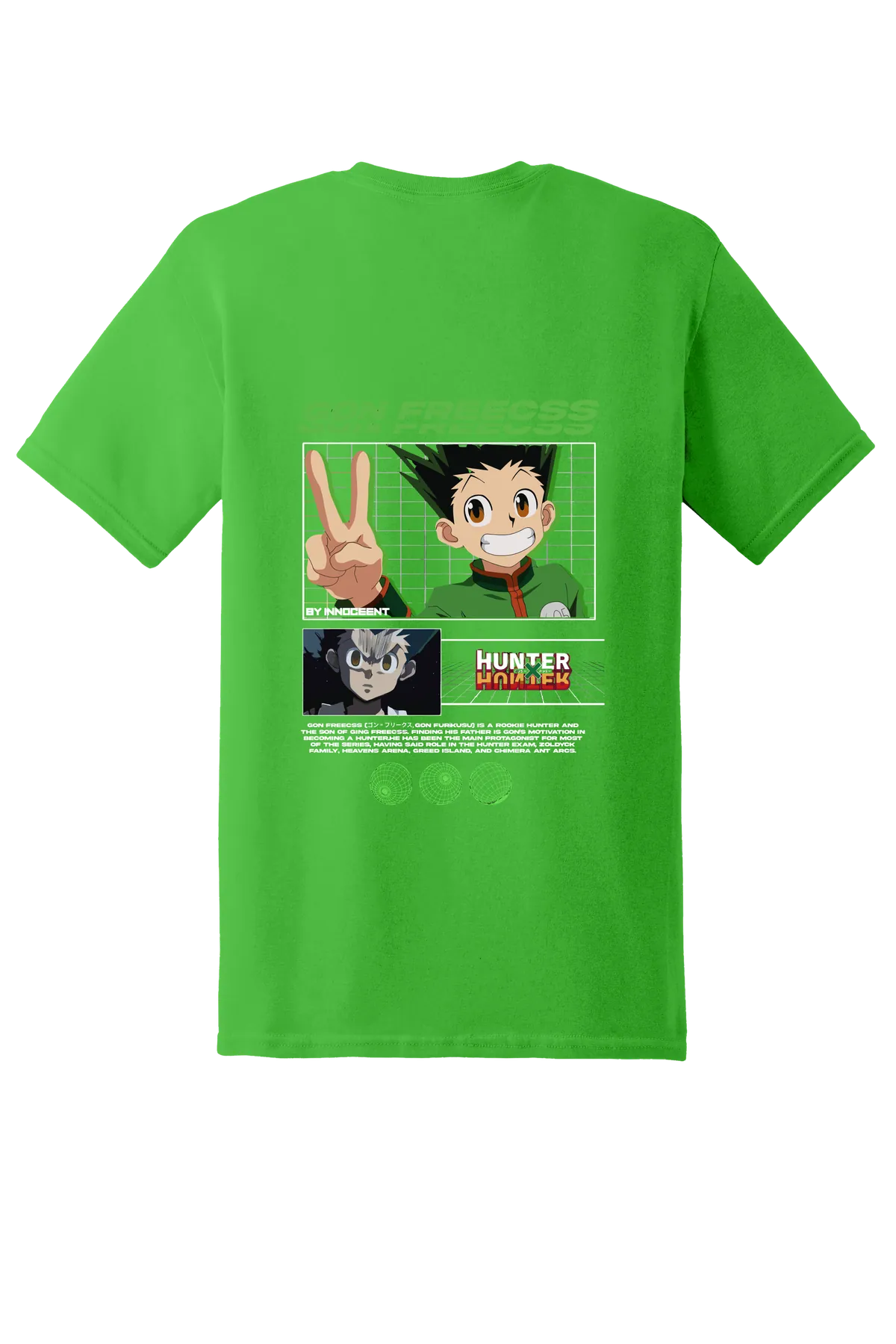 Hunter x Hunter Tee No. 98, Electric Green, back print