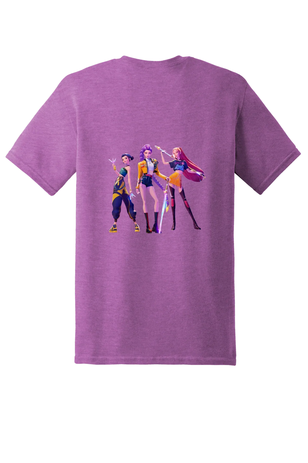 KPop Demon Hunters Tee No. 11, Heather Radiant Orchid, back print