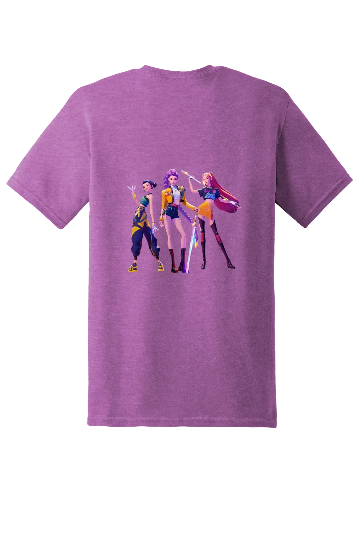 KPop Demon Hunters Tee No. 11, Heather Radiant Orchid, back print