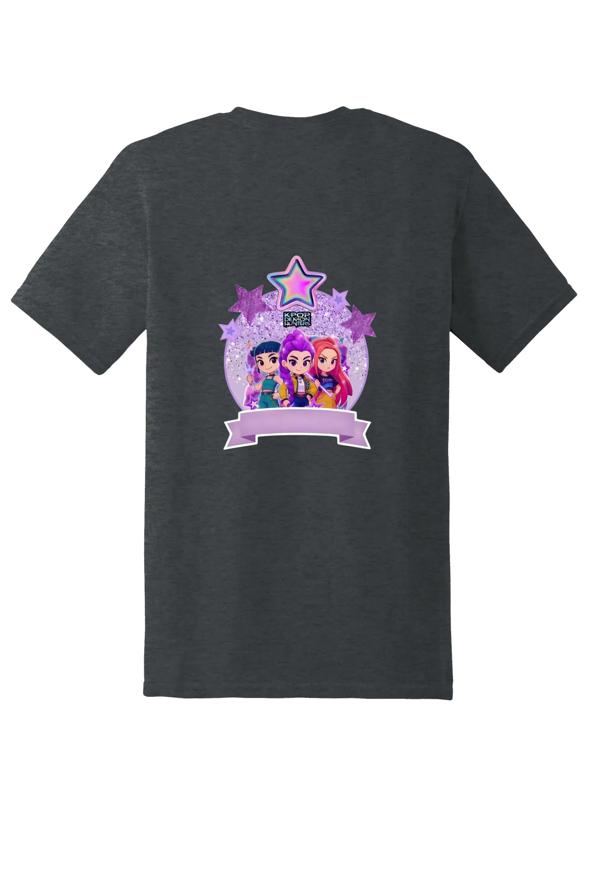 KPop Demon Hunters Tee No. 3, Dark Heather, back print