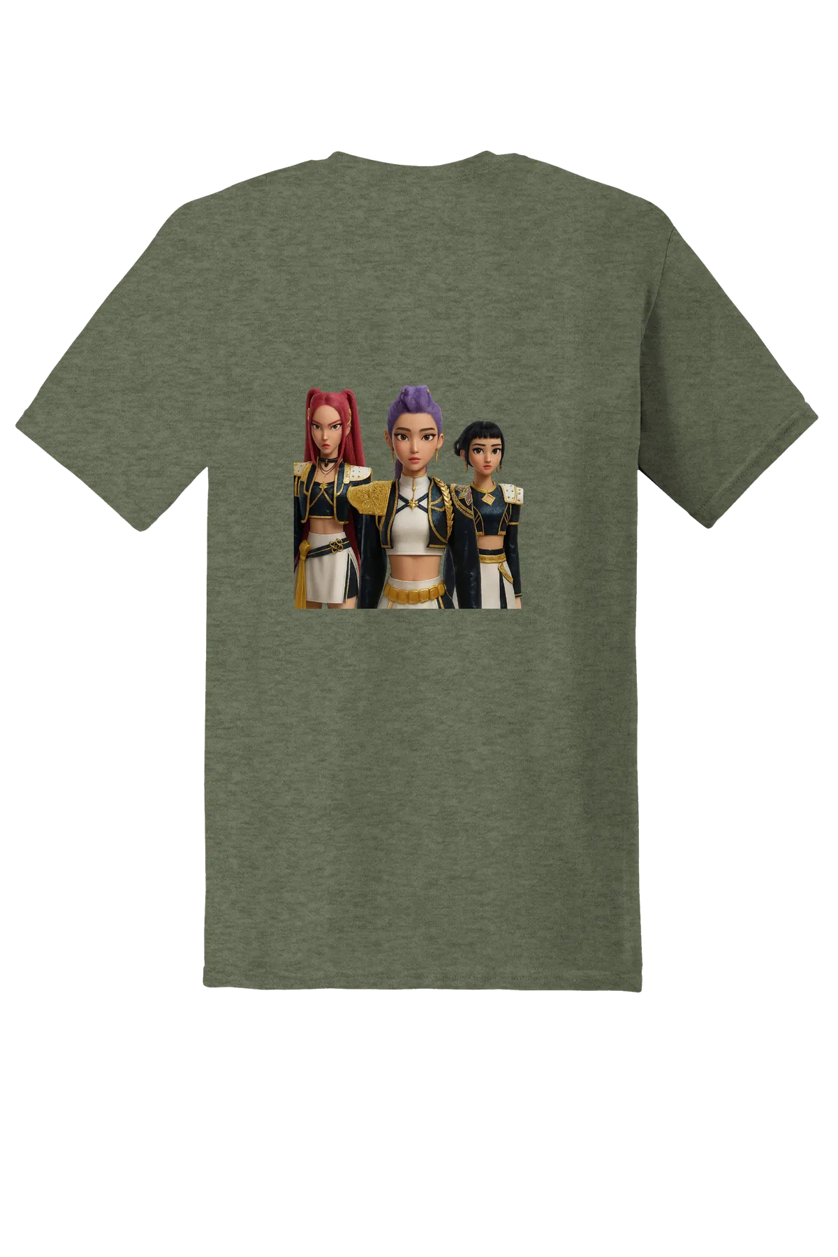 KPop Demon Hunters Tee No. 85, Heather Military Green, back print