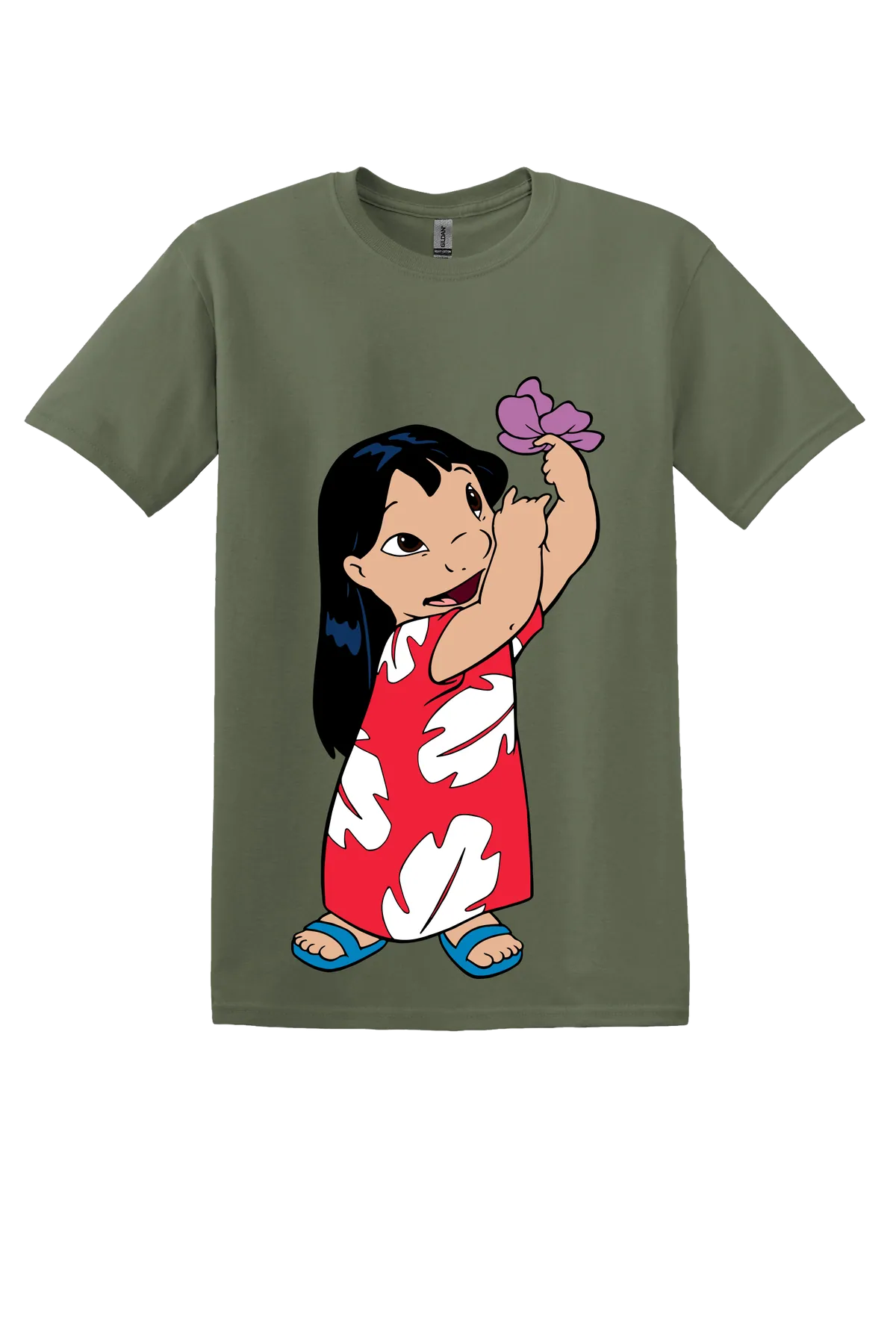 Lilo and Stitch Tee No. 2, Military Green, front print