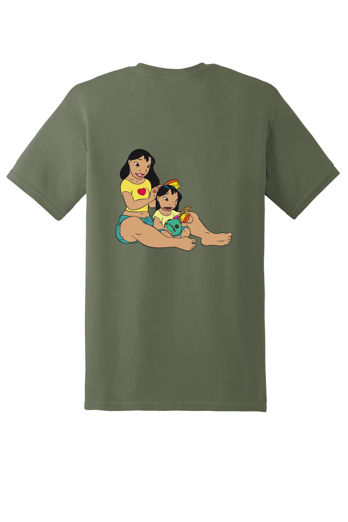 Lilo and Stitch Lilo and Nani Tee, Military Green, back print