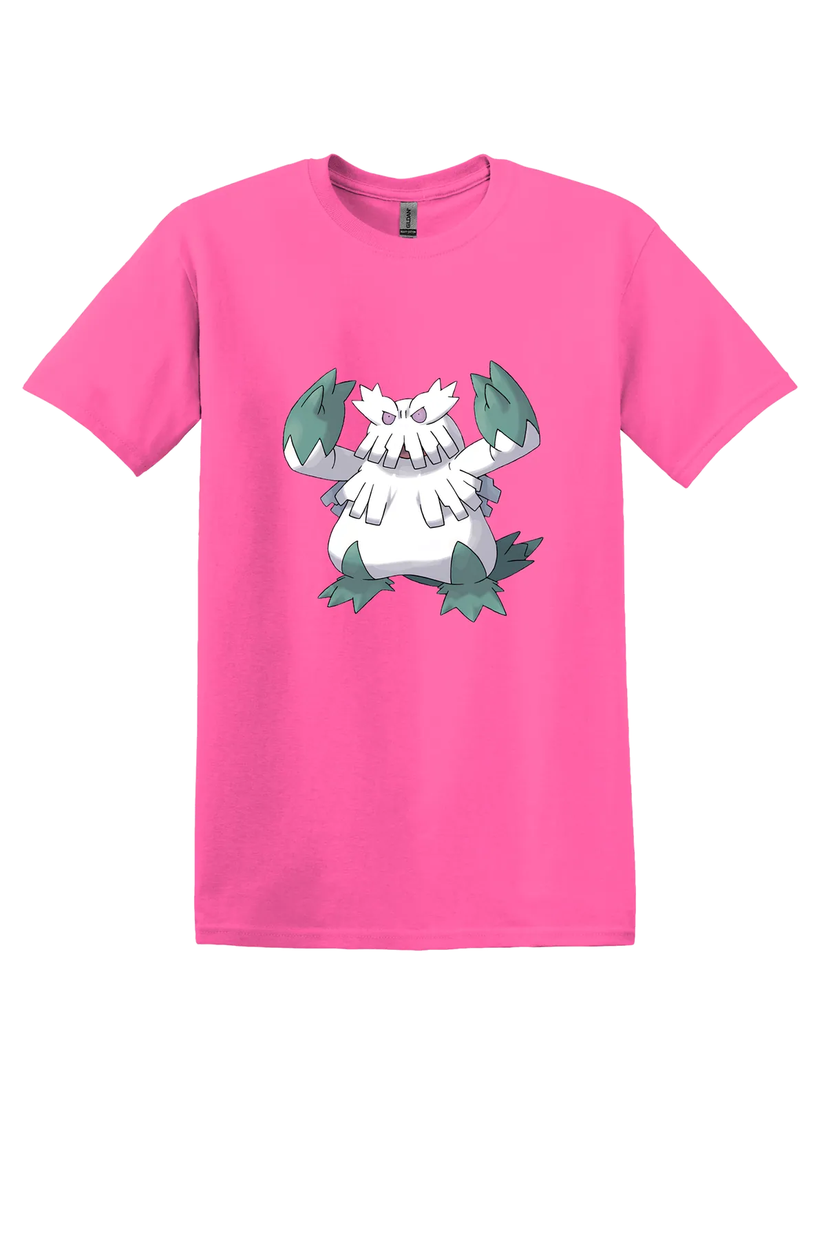 Pokemon Abomasnow Tee, Safety Pink, front print