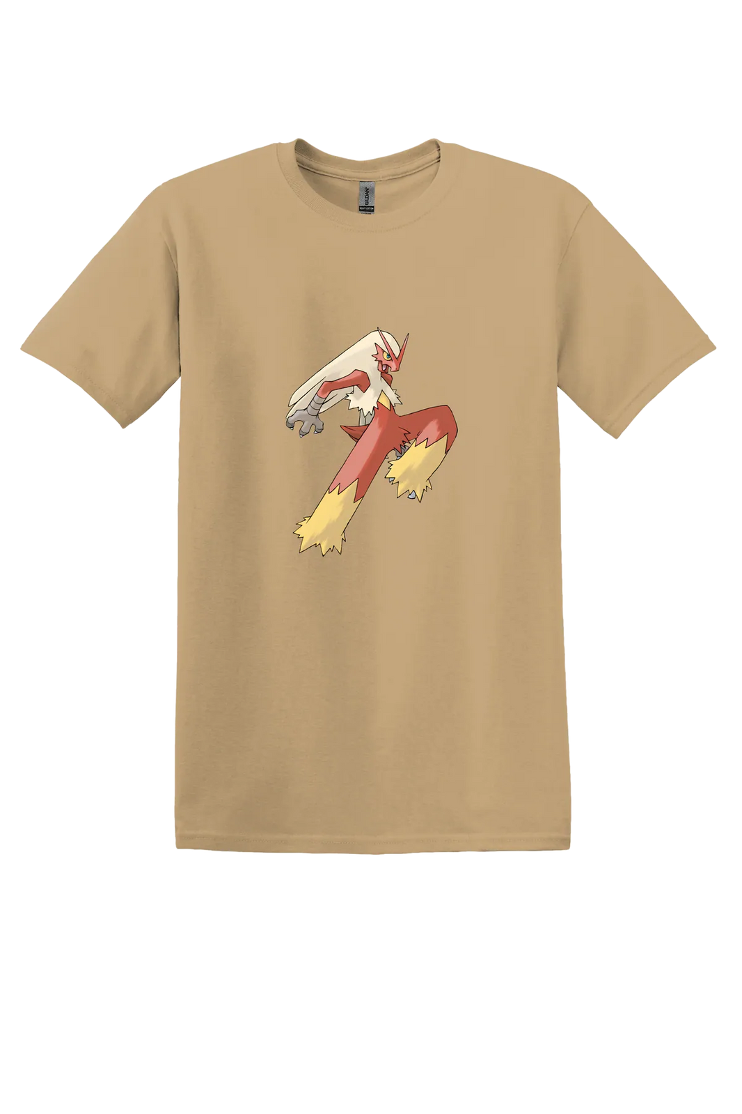 Pokemon Blaziken Tee, Old Gold, front print