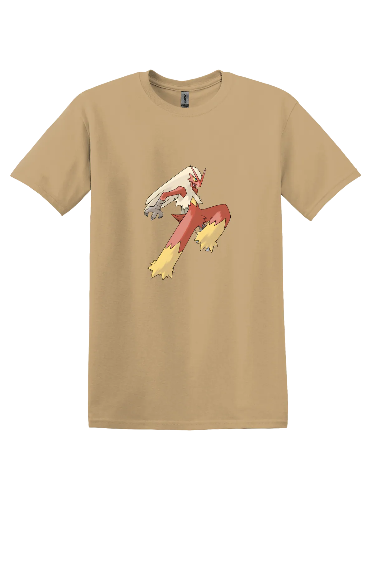 Pokemon Blaziken Tee, Old Gold, front print