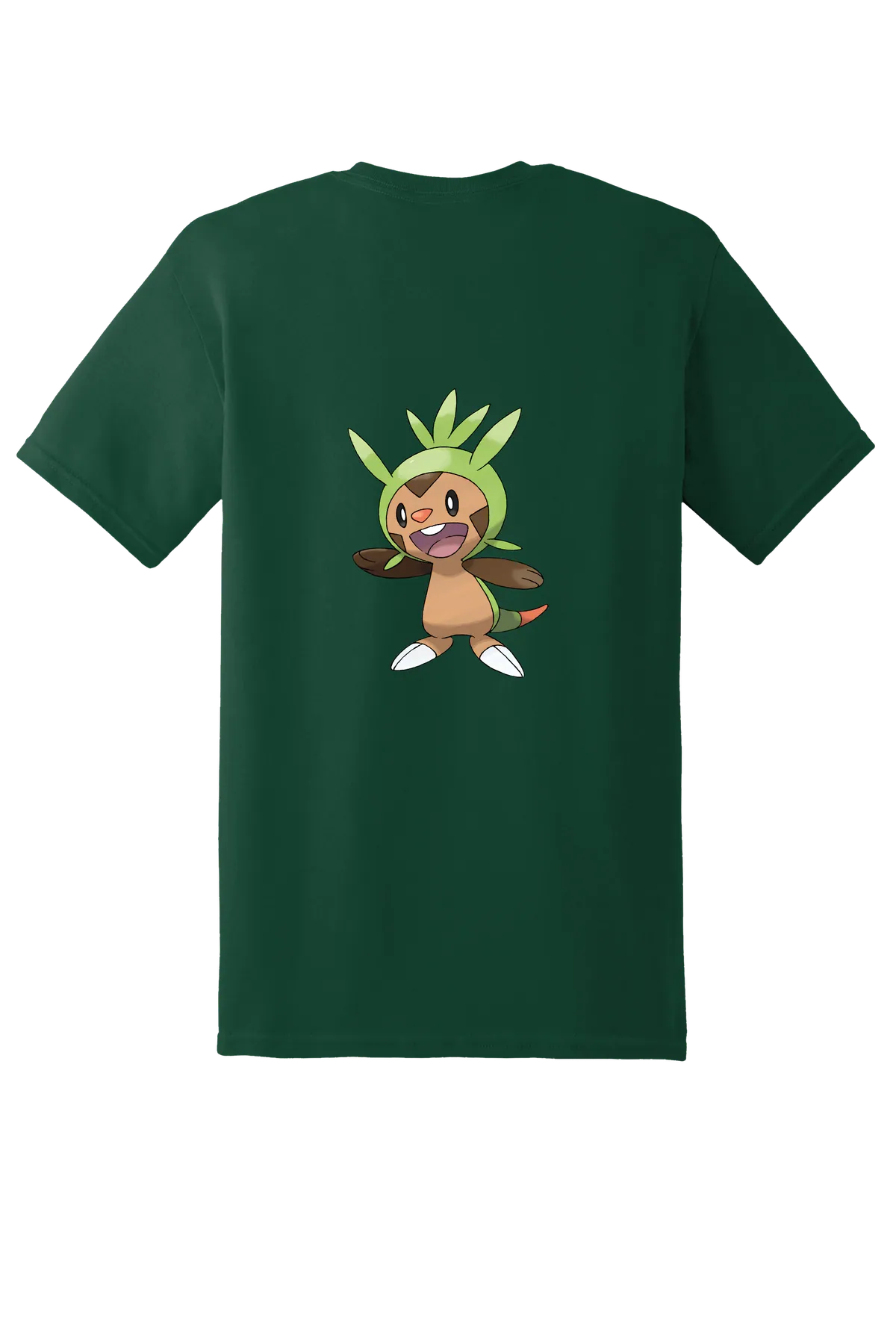 Pokemon Chespin Tee, Forest  Green, back print