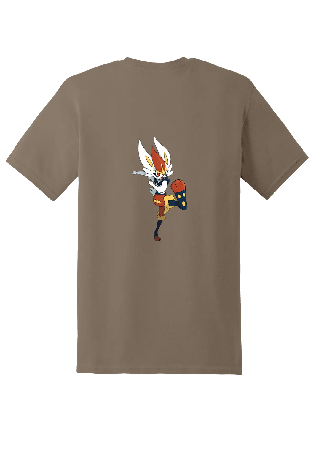 Pokemon Cinderace Tee, Brown Savana, back print