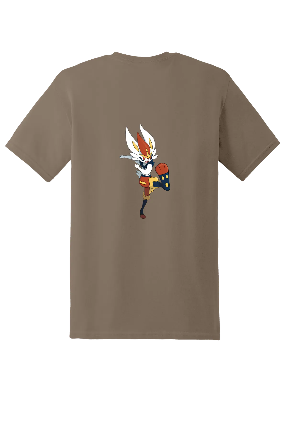 Pokemon Cinderace Tee, Brown Savana, back print
