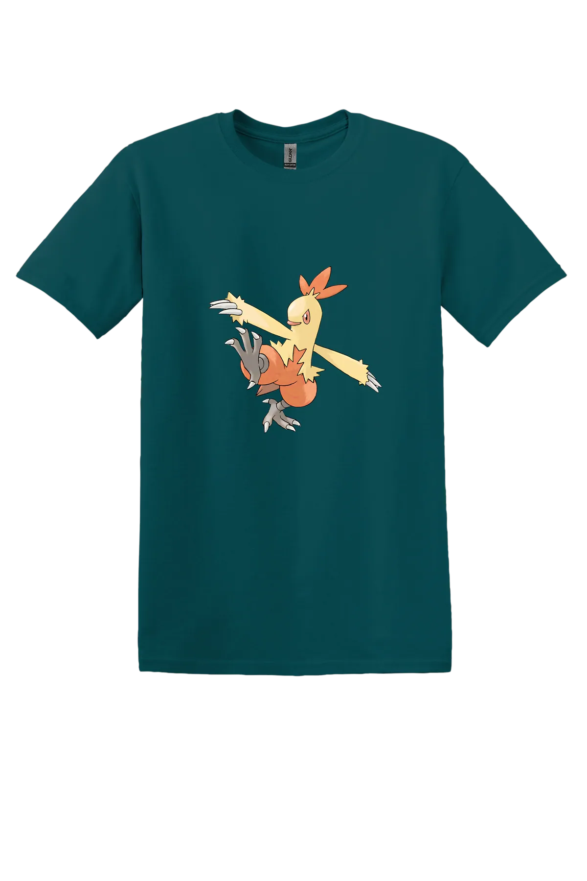 Pokemon Combusken Tee, Fan Marine Green, front print