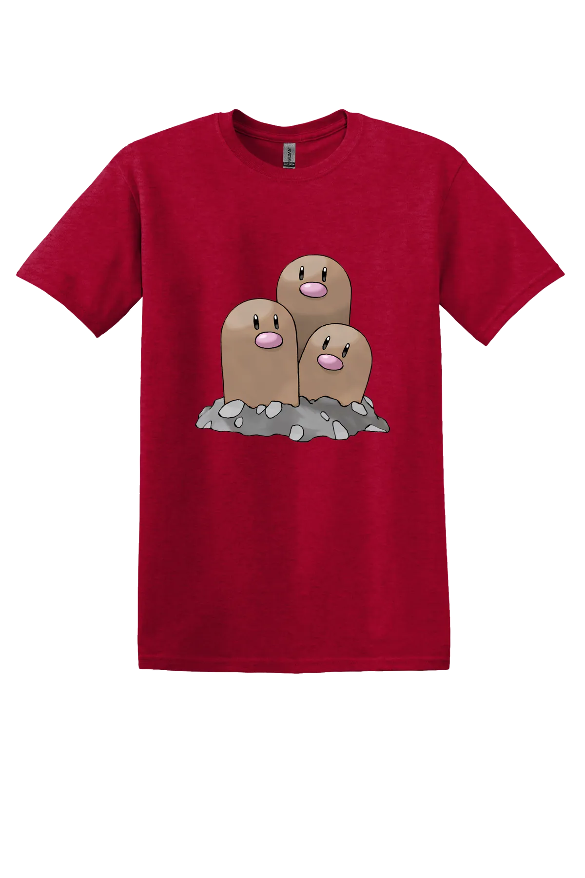 Pokemon Dugtrio Tee, Antique Cherry Red, front print