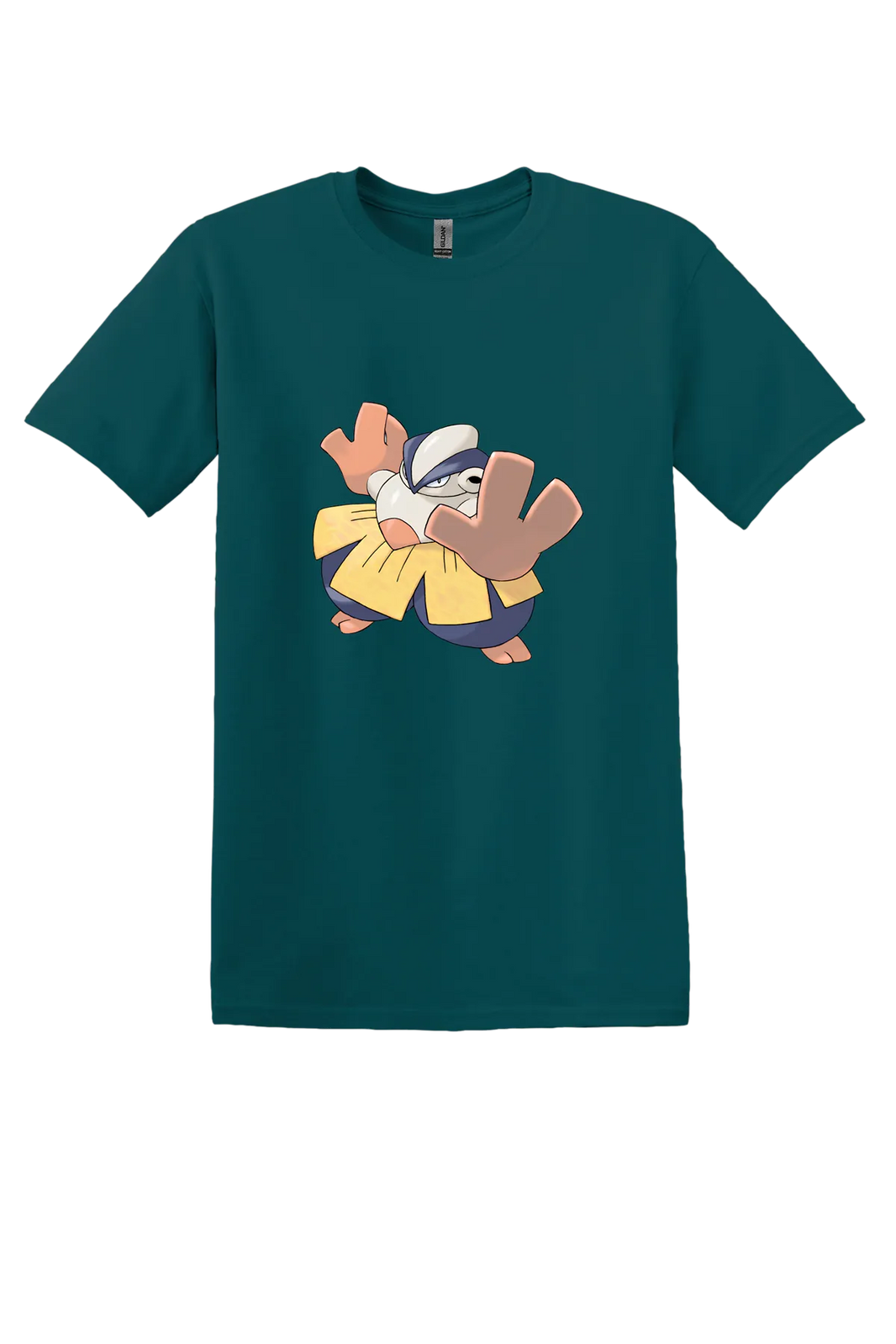 Pokemon Hariyama Tee, Fan Marine Green, front print