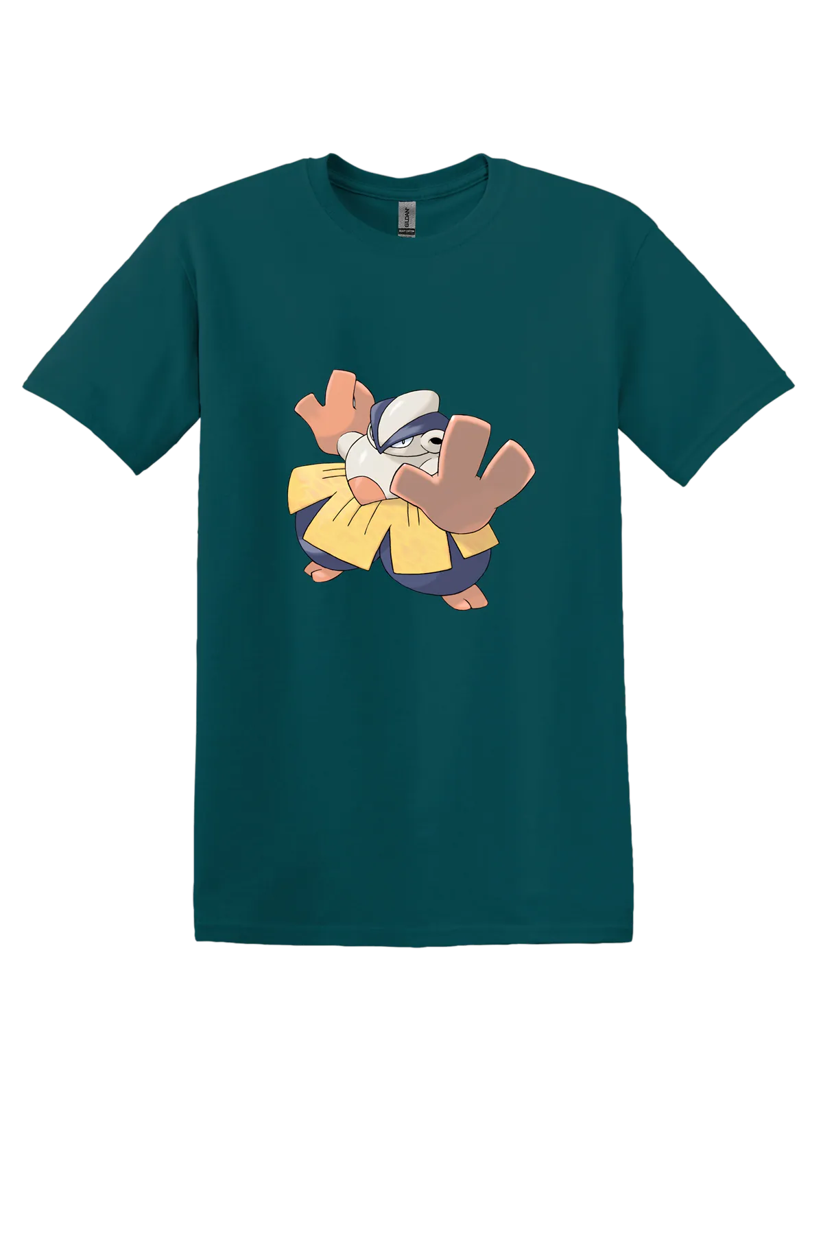 Pokemon Hariyama Tee, Fan Marine Green, front print