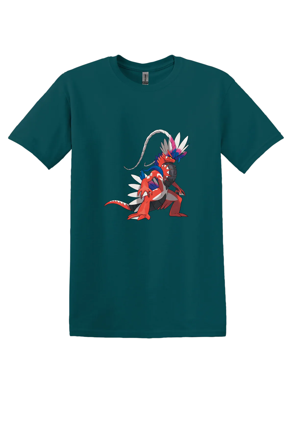 Pokemon Koraidon Tee, Fan Marine Green, front print