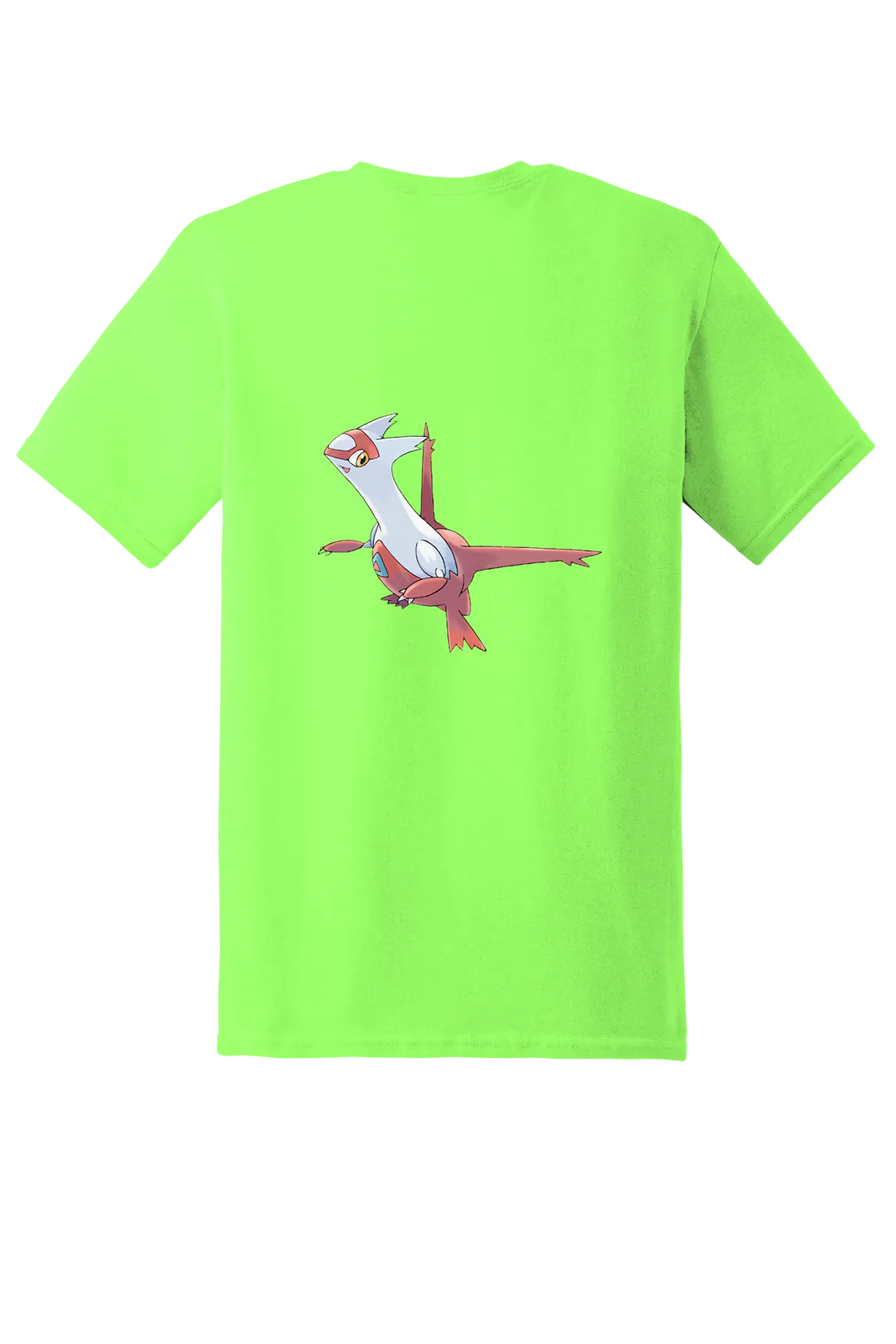 Pokemon Latias Tee, Neon Green, back print