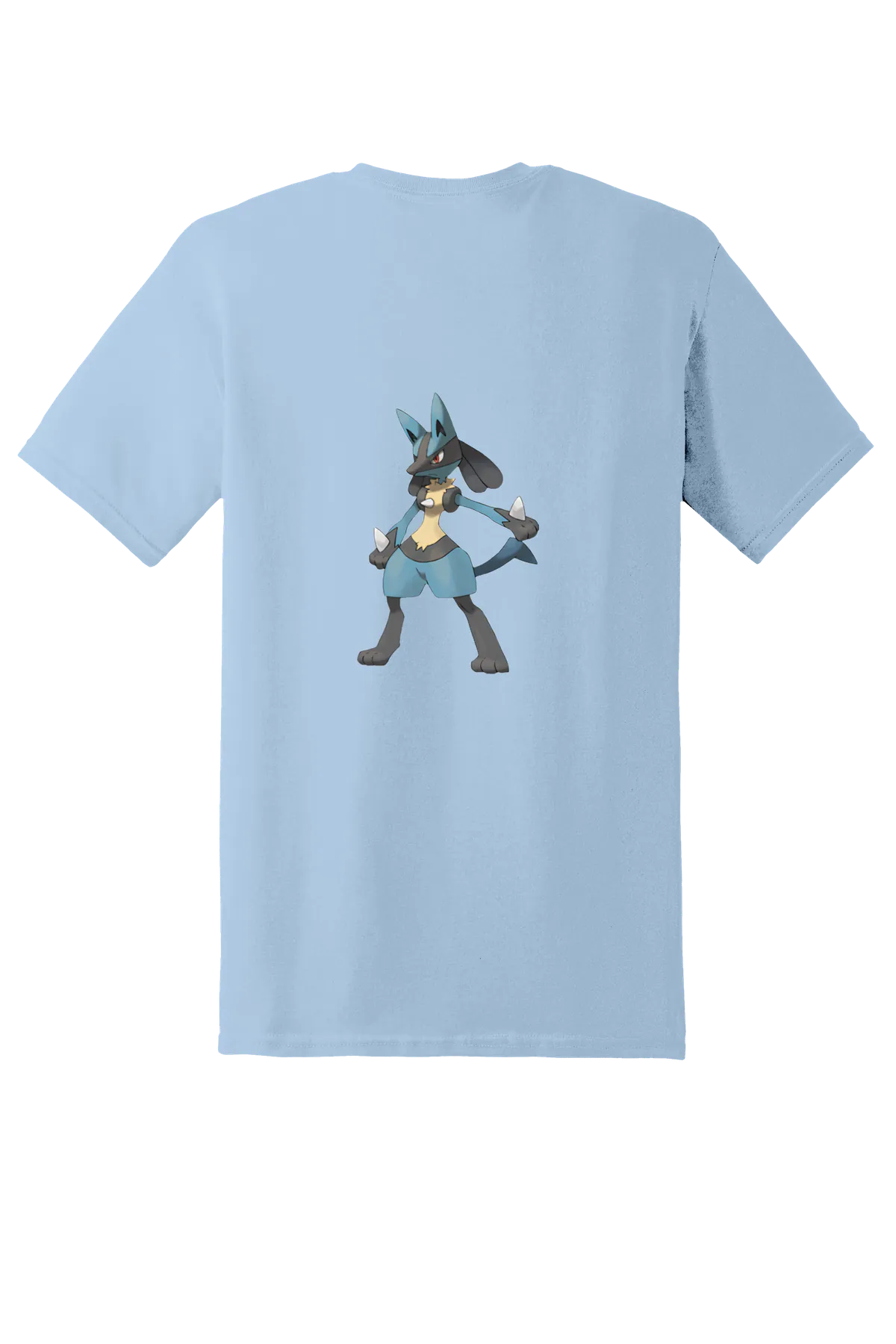 Pokemon Lucario Tee, Light Blue, back print