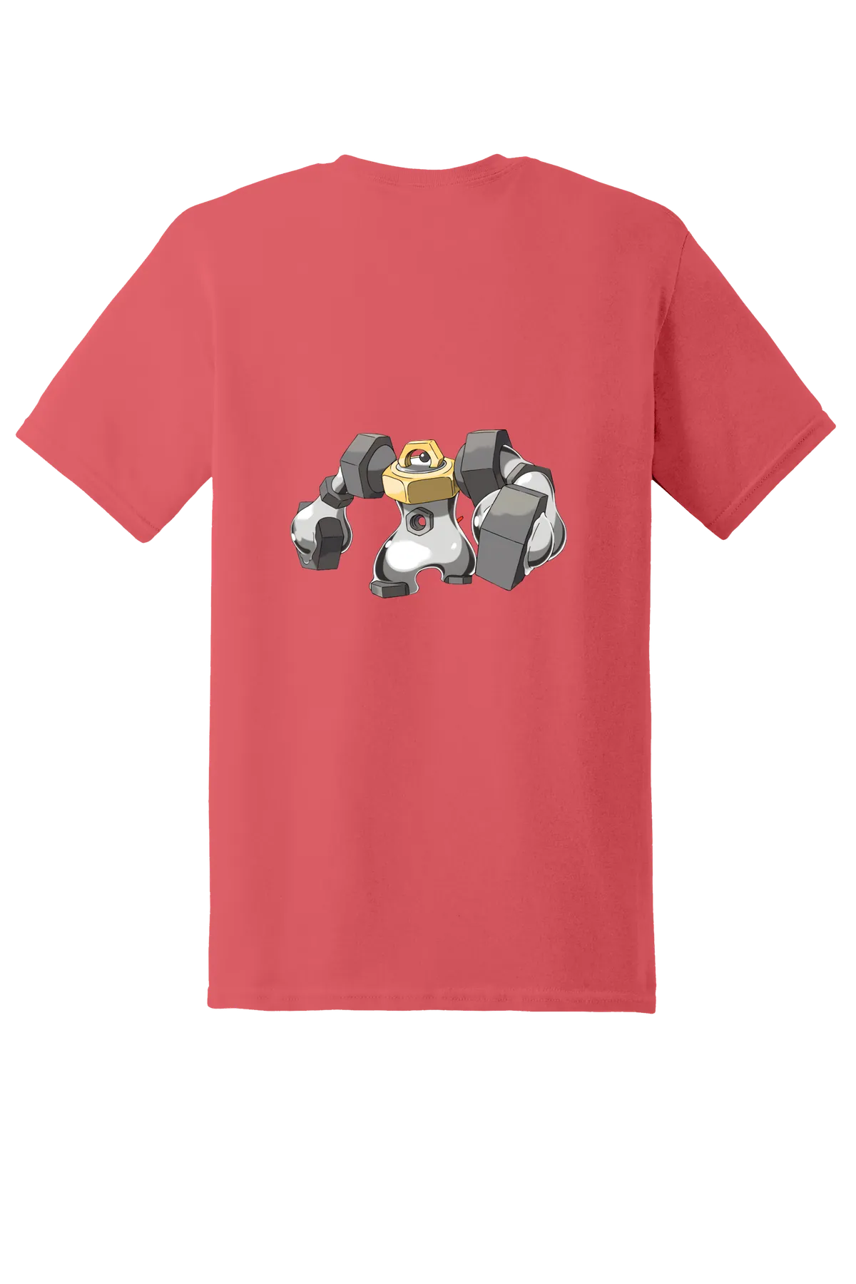 Pokemon Melmetal Tee, Coral Silk, back print