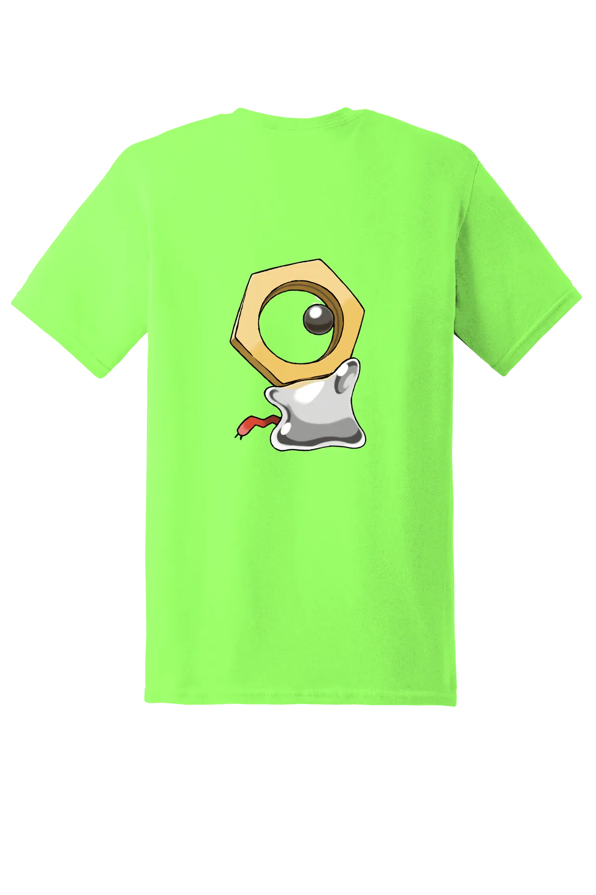 Pokemon Meltan Tee, Neon Green, back print