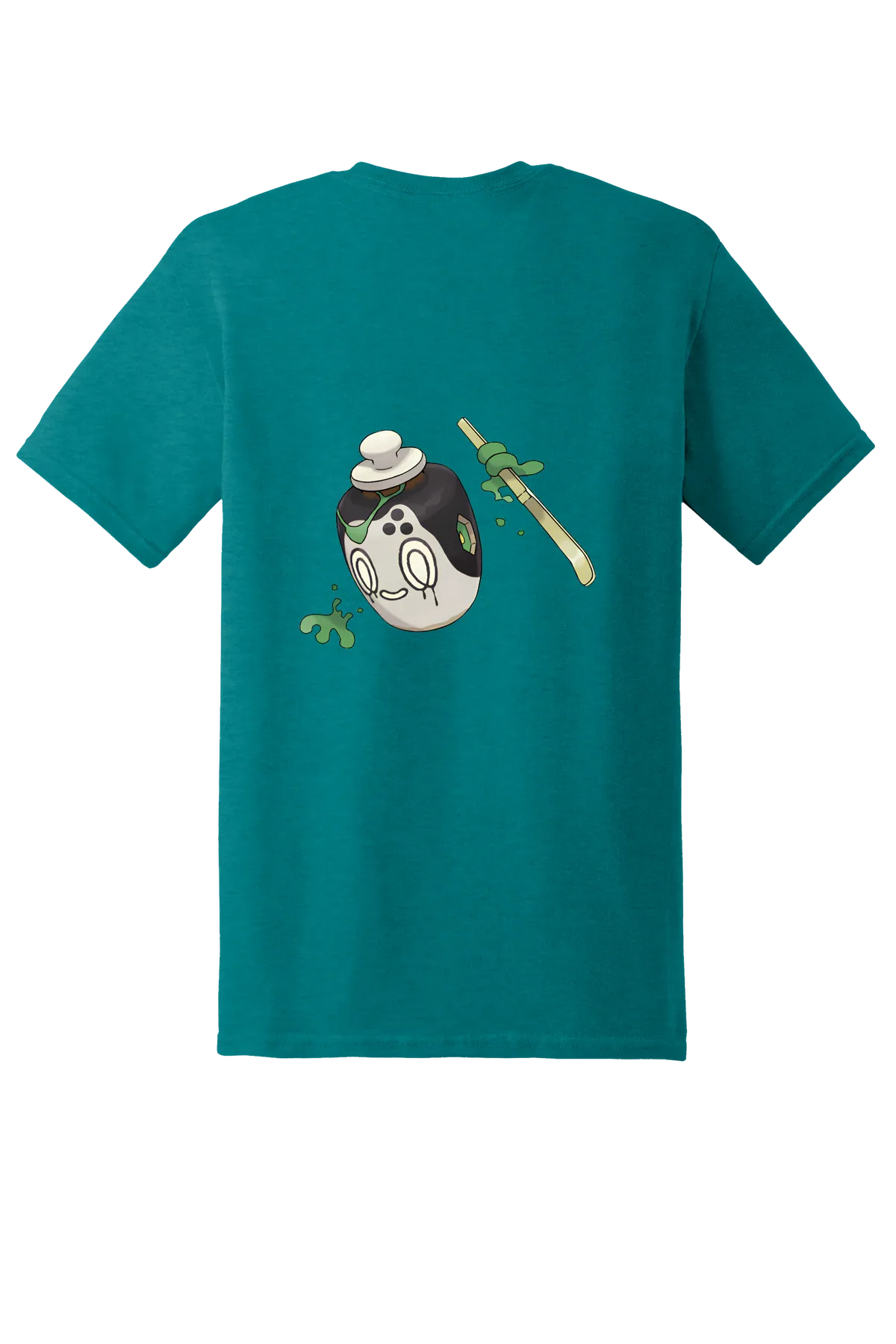 Pokemon Poltchageist Tee, Antique Jade Dome, back print