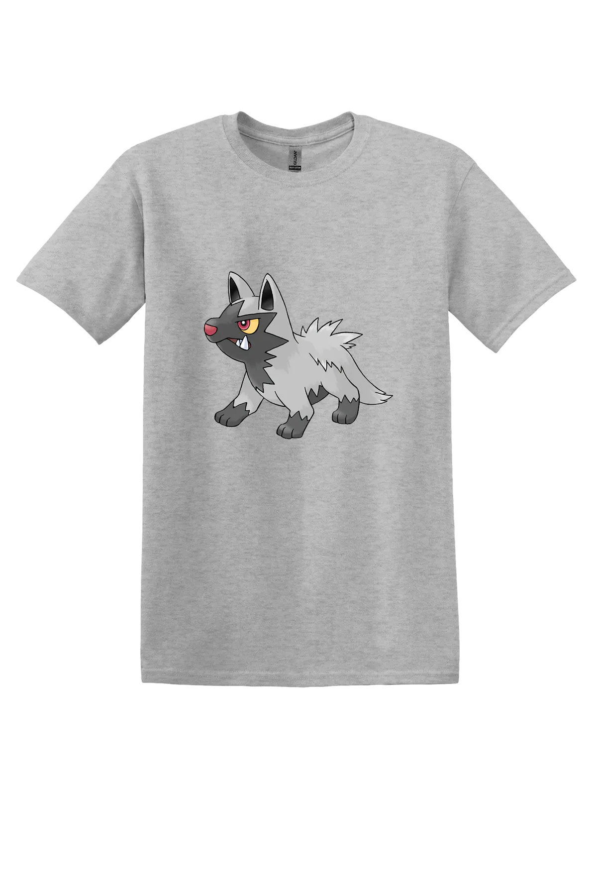 Pokemon Poochyena Tee, Ash Grey, front print