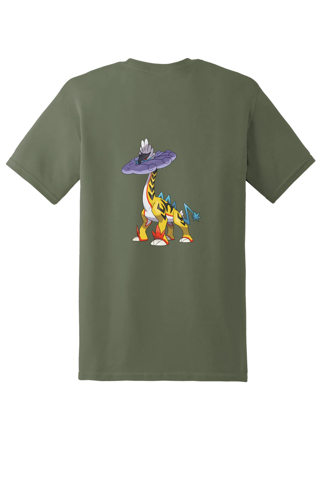 Pokemon Raging Bolt Tee, Military Green, back print