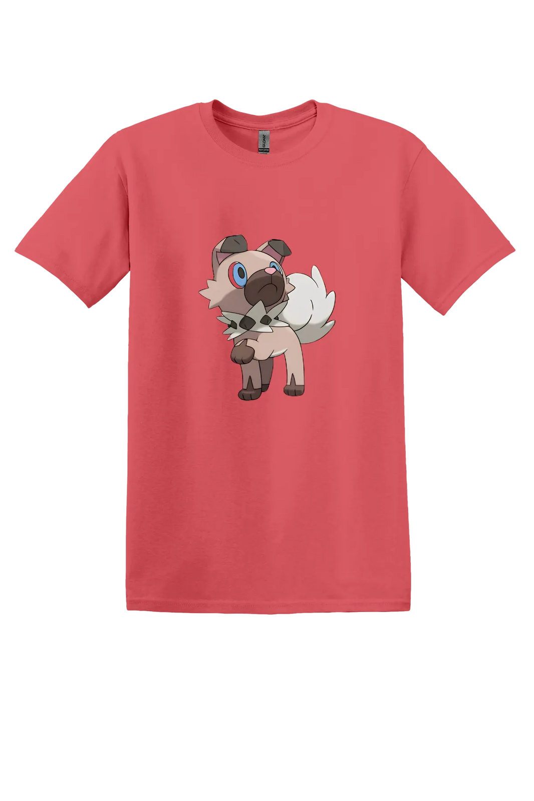 Pokemon Rockruff Tee, Coral Silk, front print