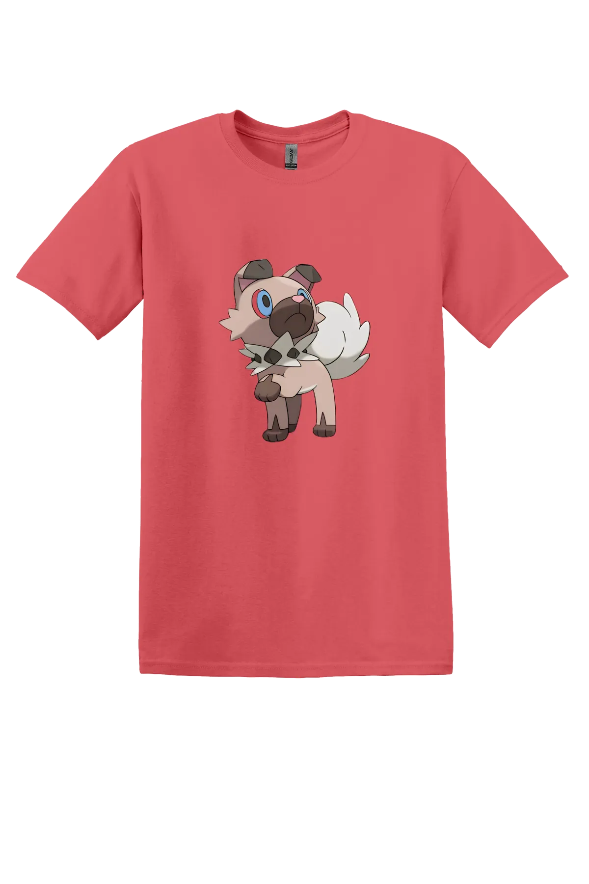 Pokemon Rockruff Tee, Coral Silk, front print