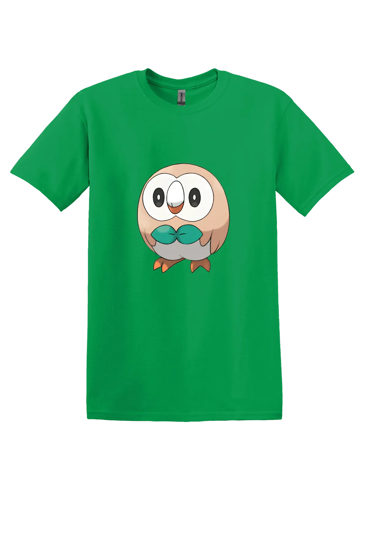 Pokemon Rowlet Tee, Irish Green, front print
