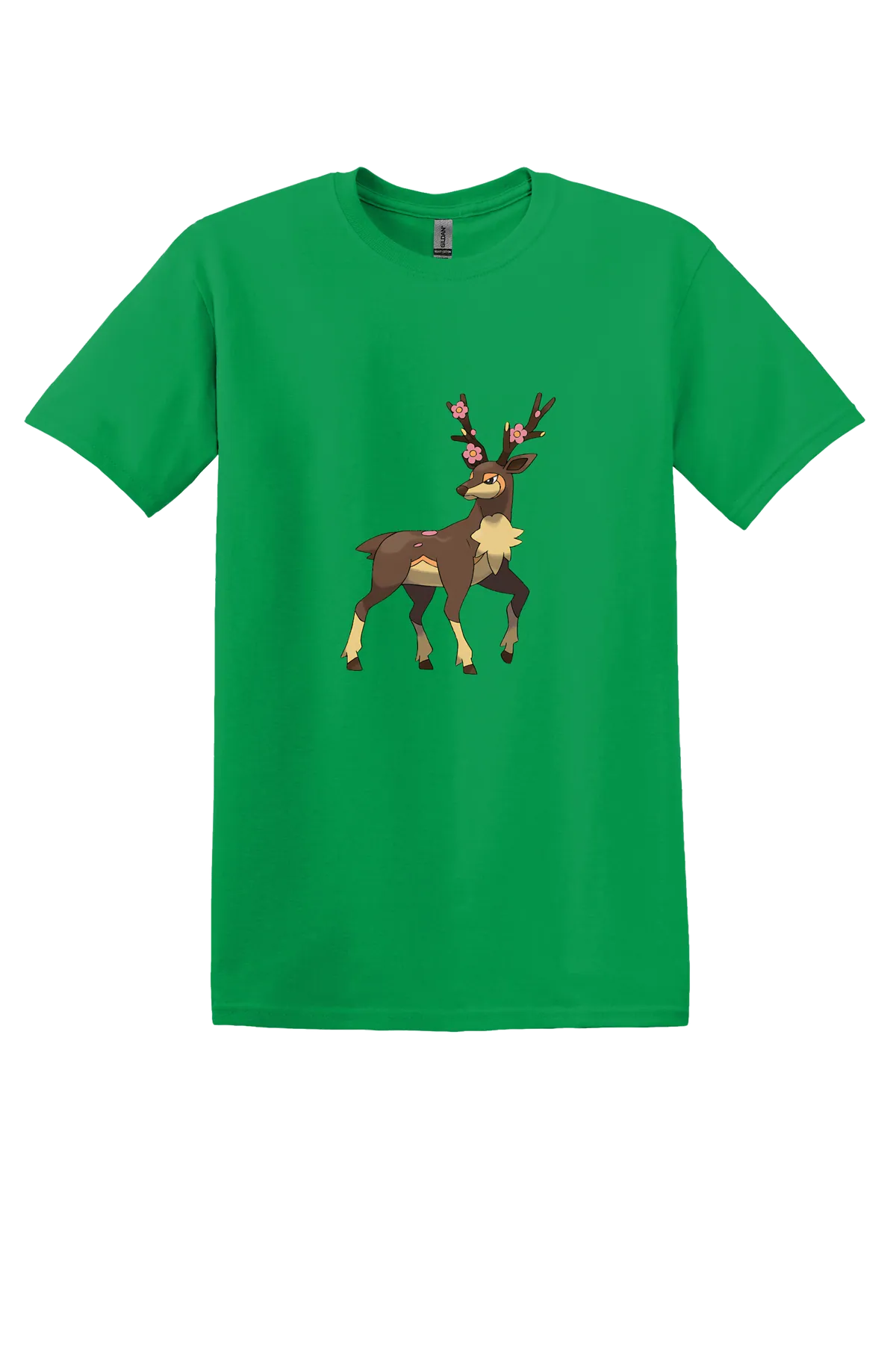 Pokemon Sawsbuck Tee, Irish Green, front print