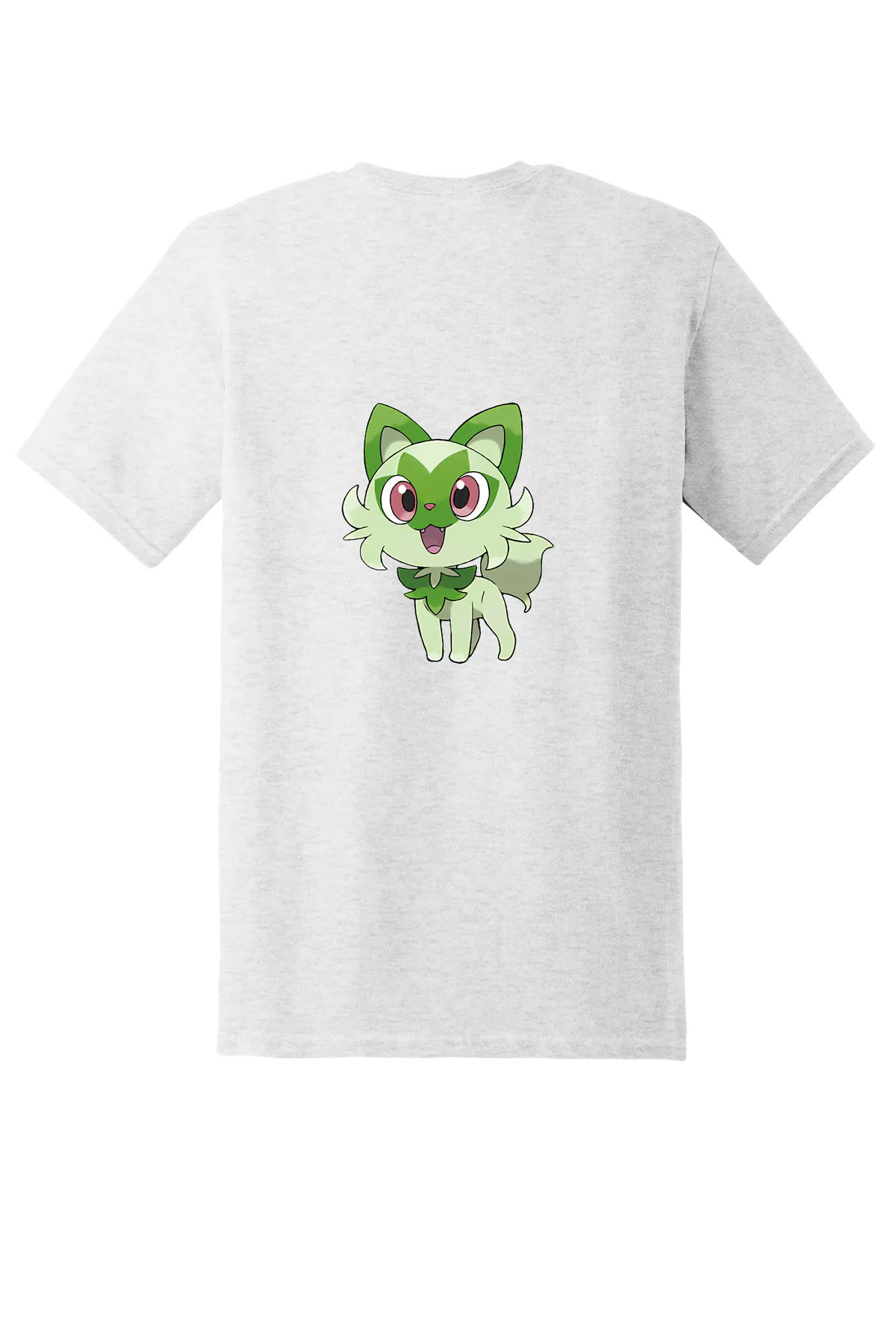 Pokemon Sprigatito Tee, Ash Grey, back print