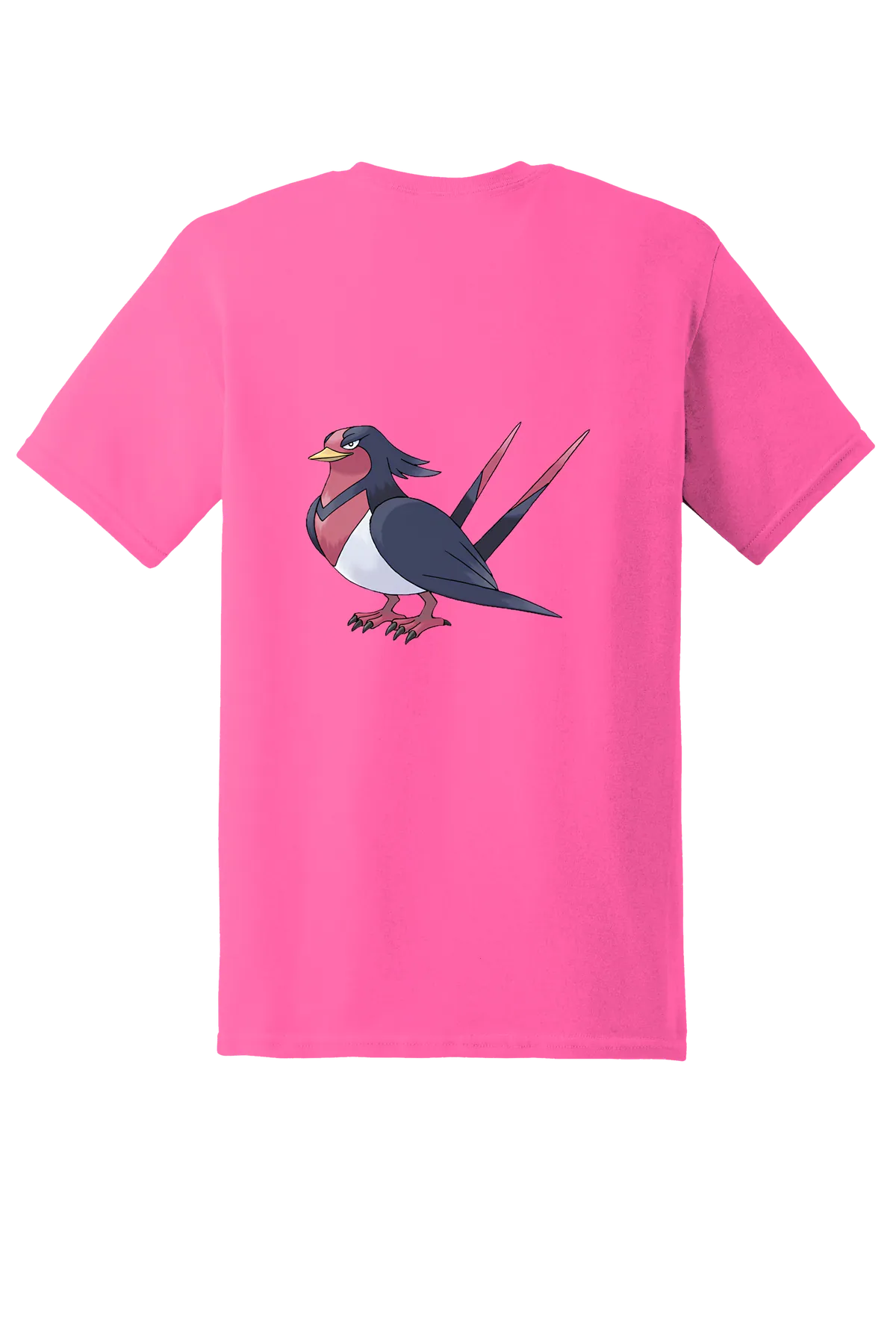 Pokemon Swellow Tee, Safety Pink, back print