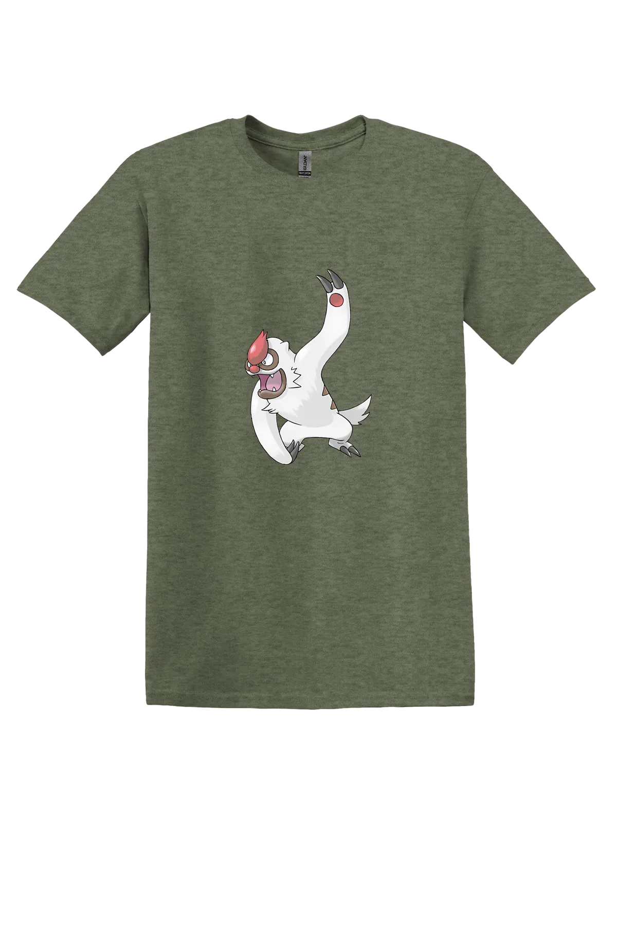 Pokemon Vigoroth Tee, Heather Military Green, front print