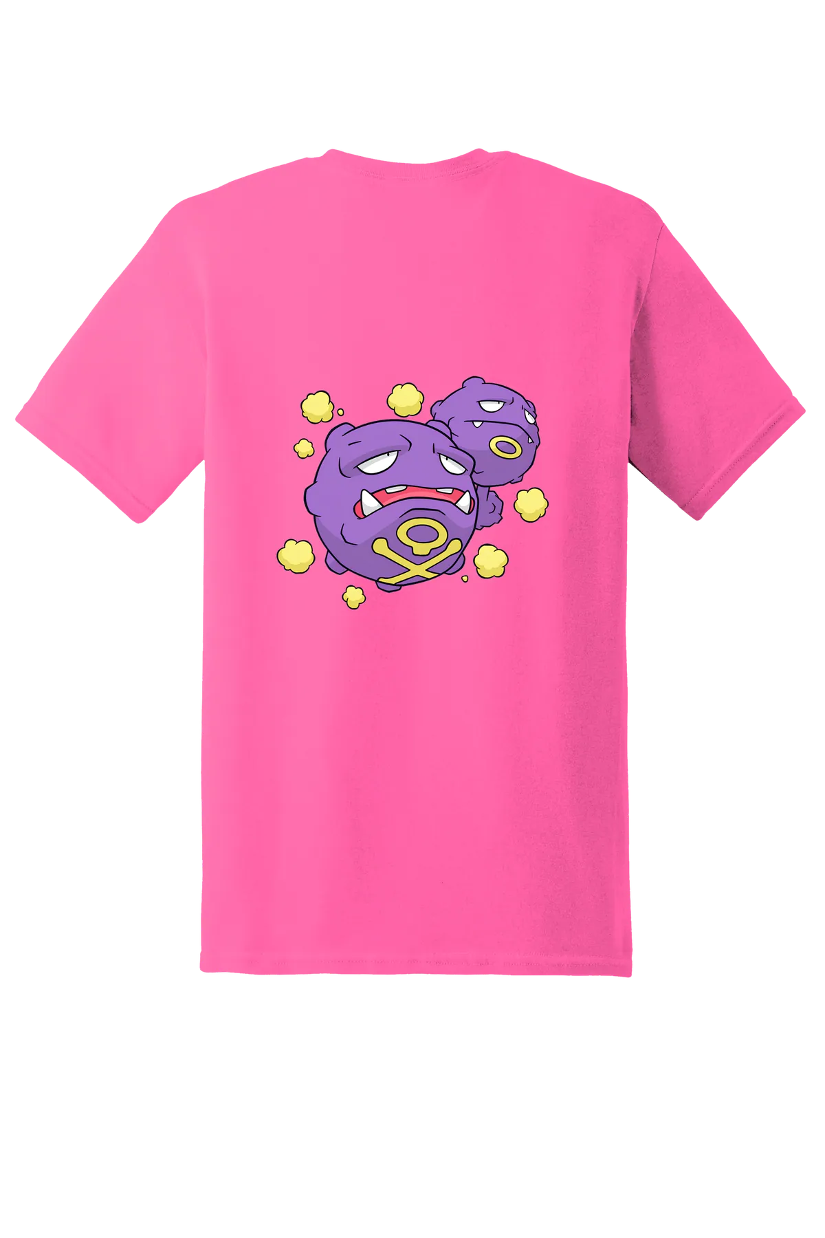 Pokemon Weezing Tee, Safety Pink, back print