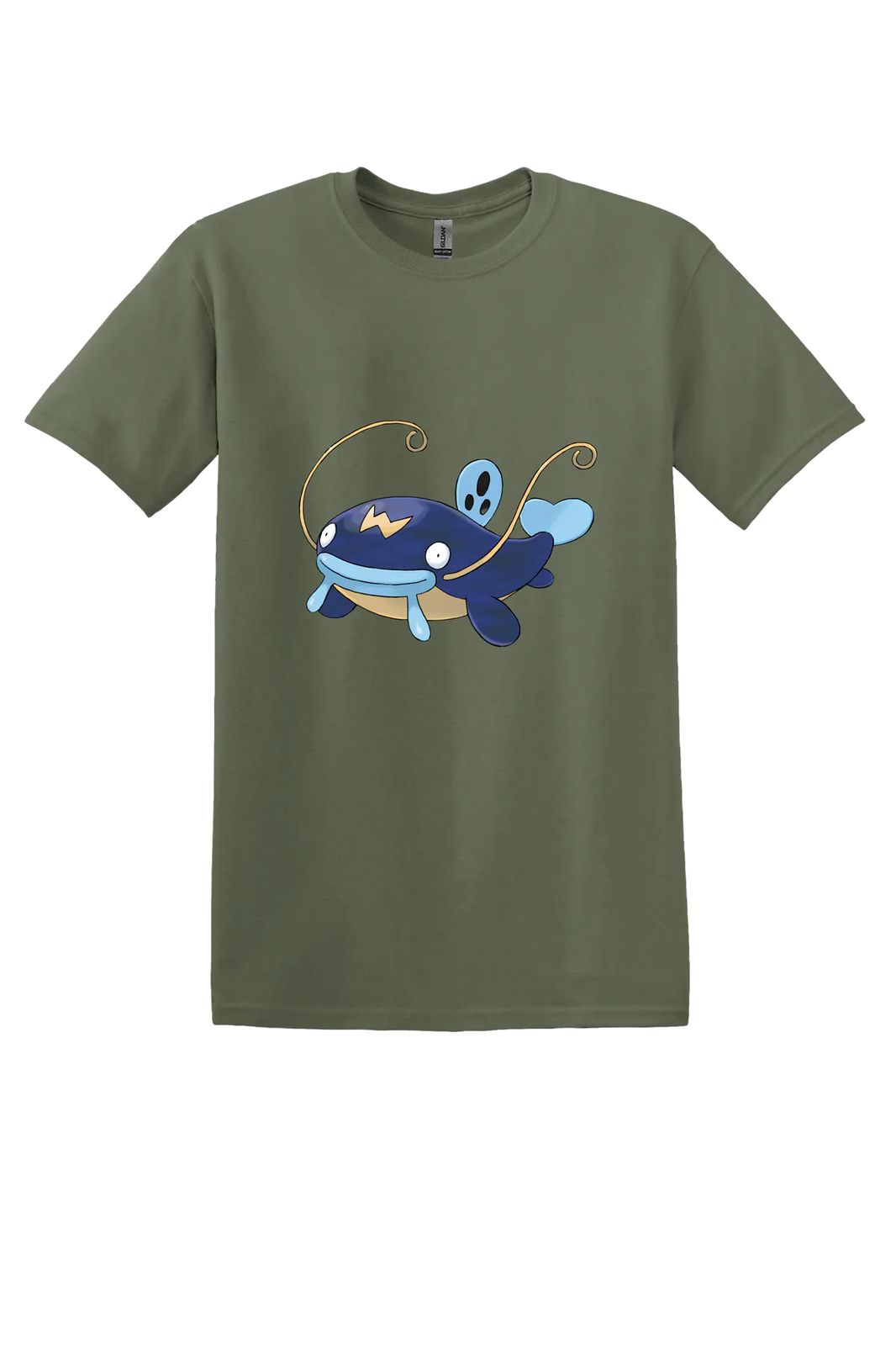 Pokemon Whiscash Tee, Military Green, front print