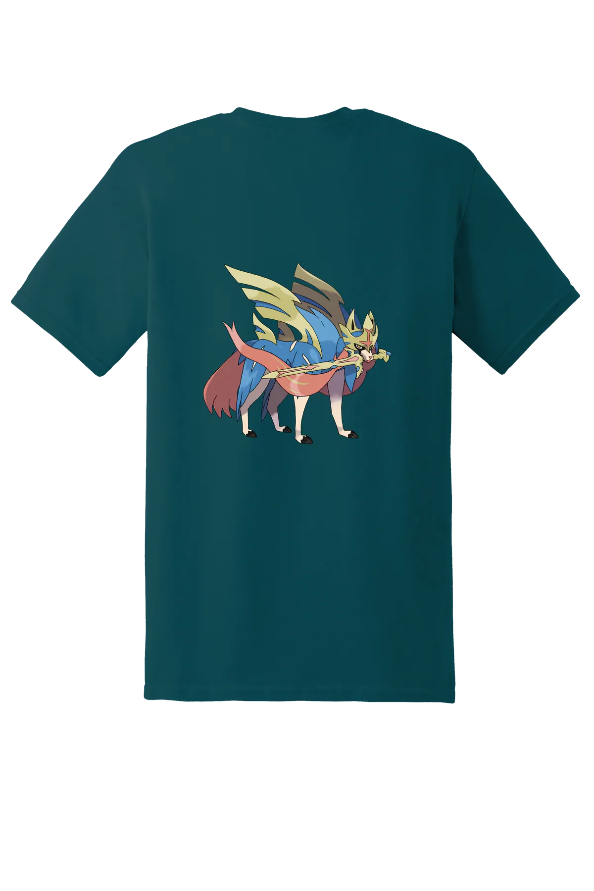 Pokemon Zacian Tee, Fan Marine Green, back print