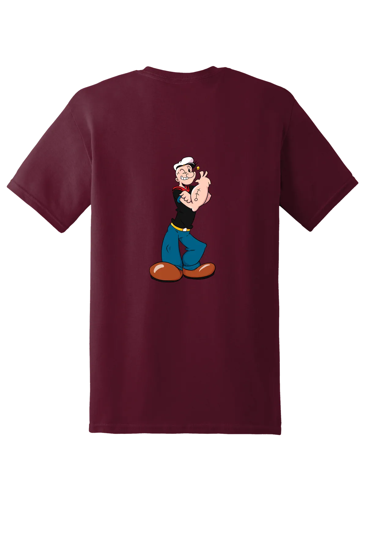 Popeye the Sailor 101 Tee, Maroon, back print