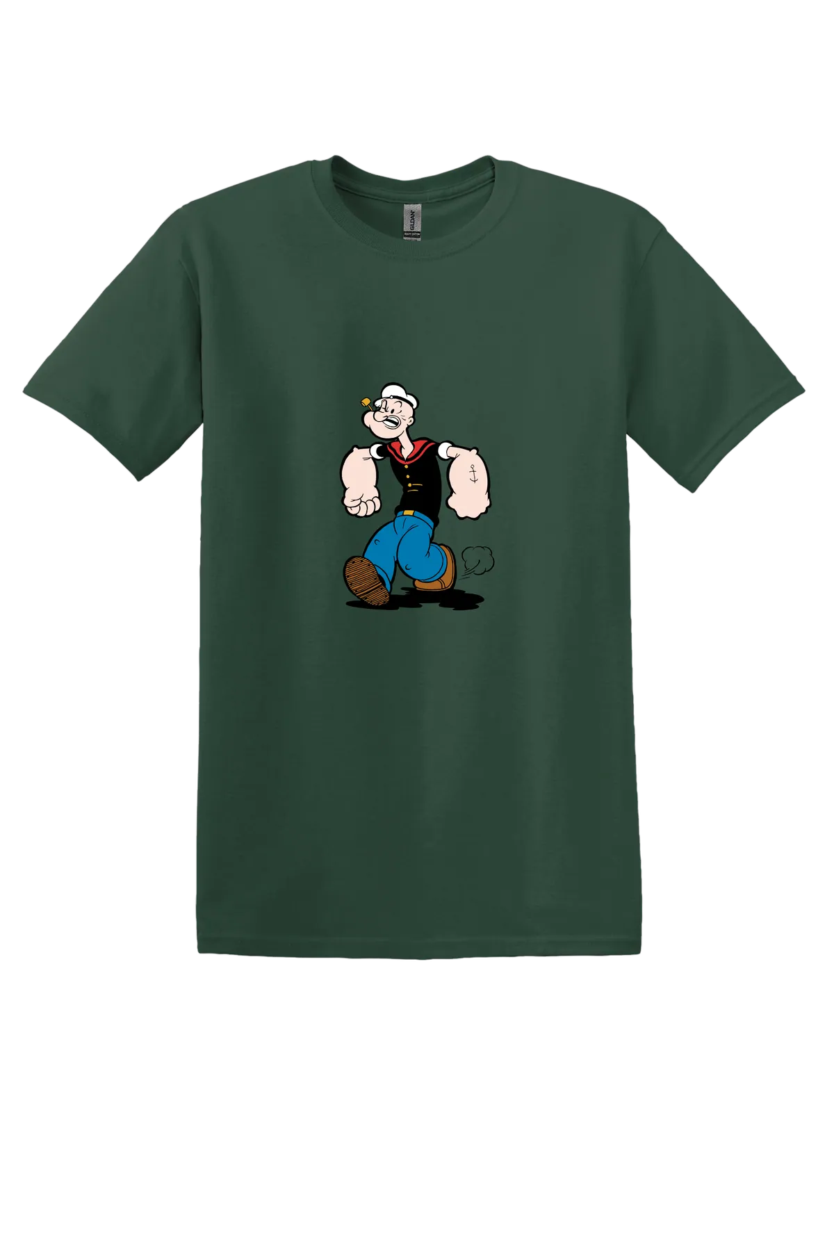Popeye the Sailor 11 Tee, Fan Dark Green, front print