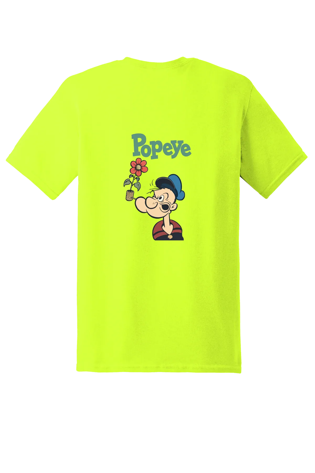 Popeye the Sailor 110 Tee, Safety Green, back print