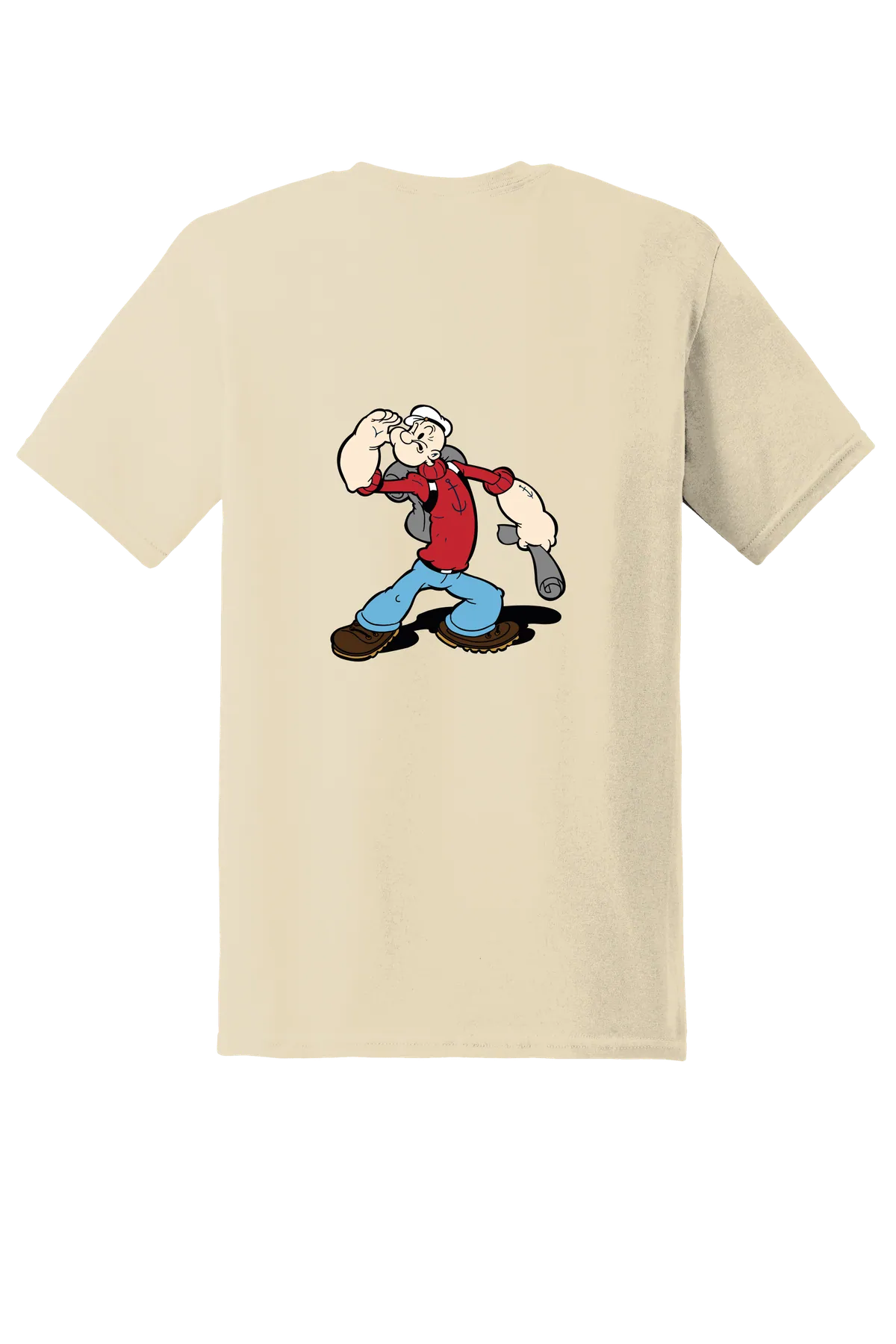 Popeye the Sailor 23 Tee, Sand, back print