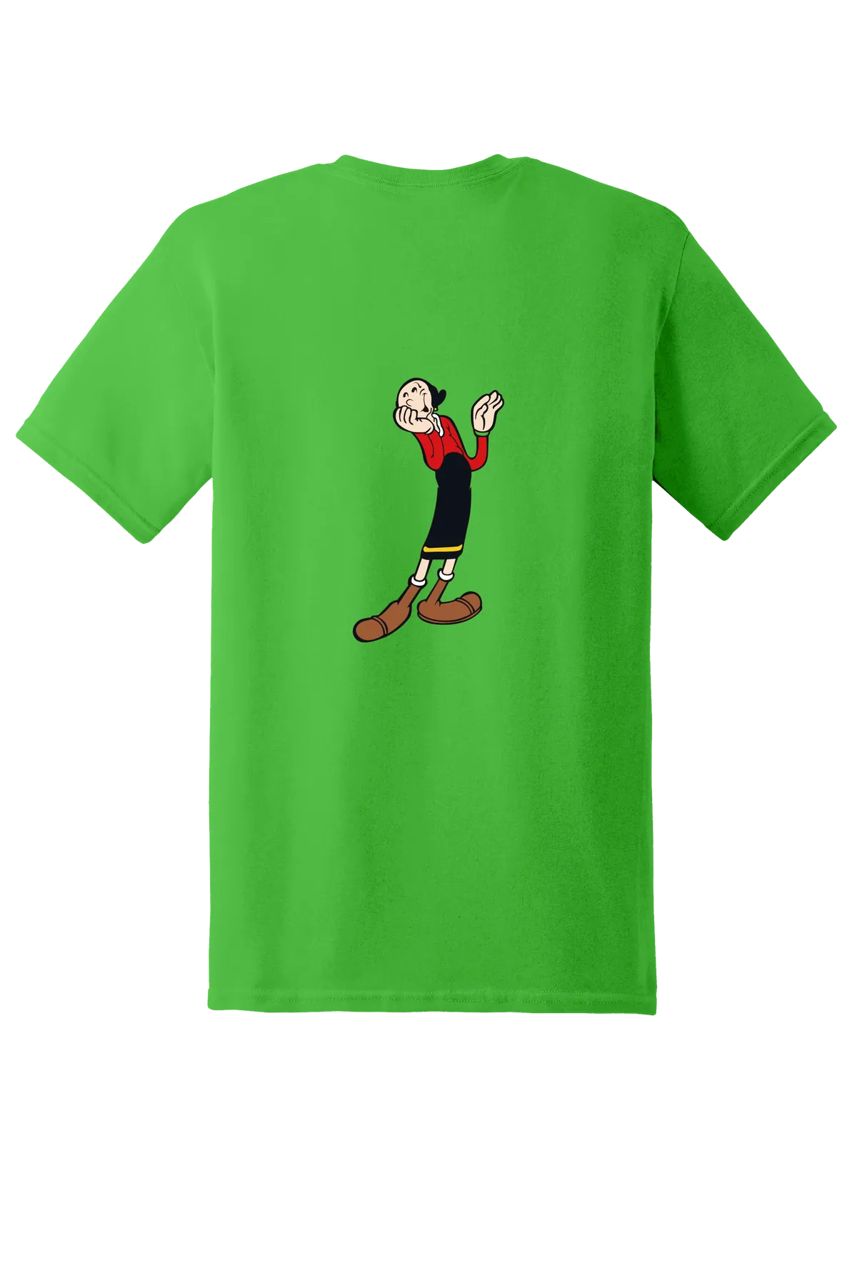 Popeye the Sailor 28 Tee, Electric Green, back print