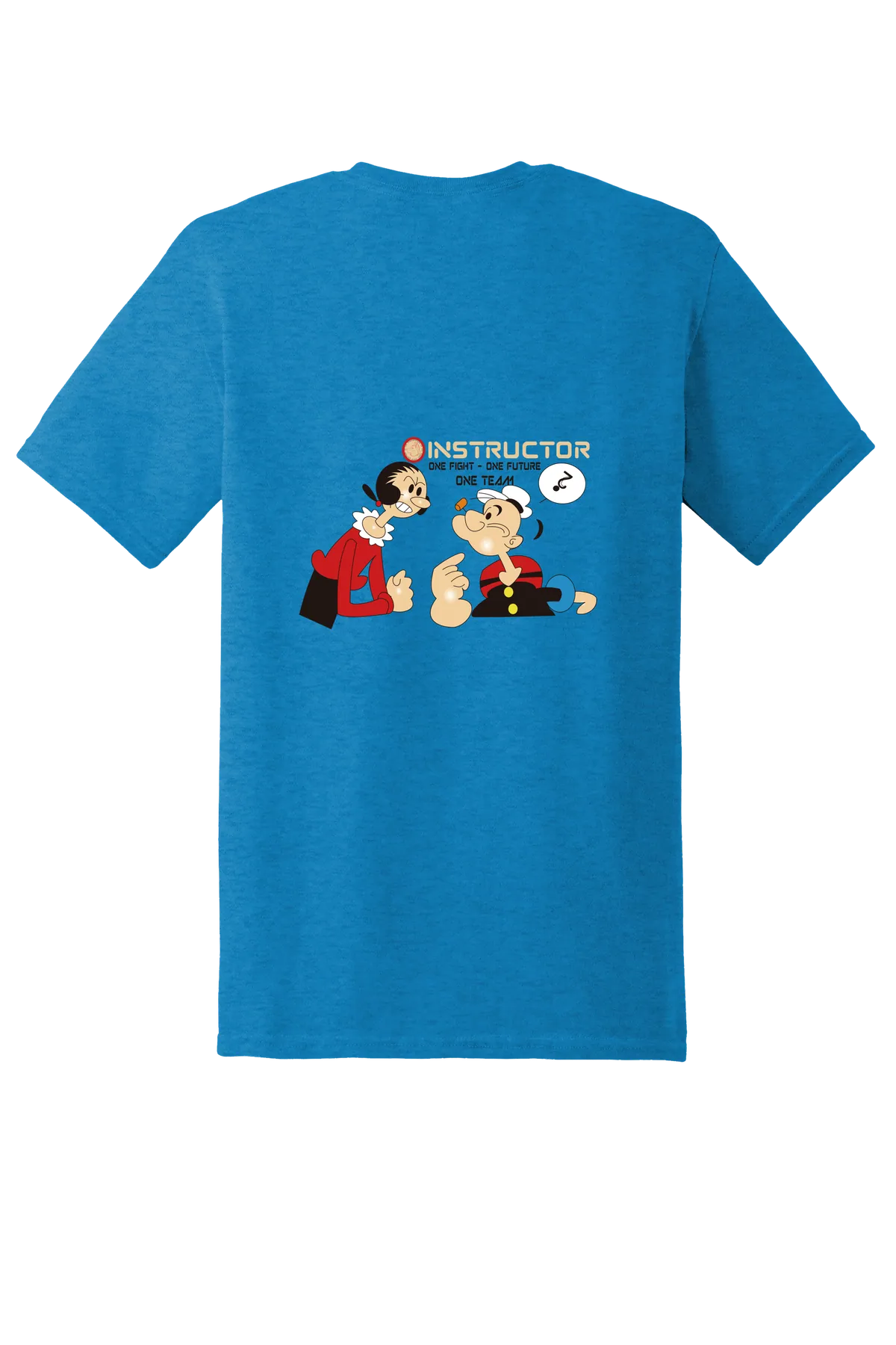 Popeye the Sailor 38 Tee, Heather Sapphire, back print
