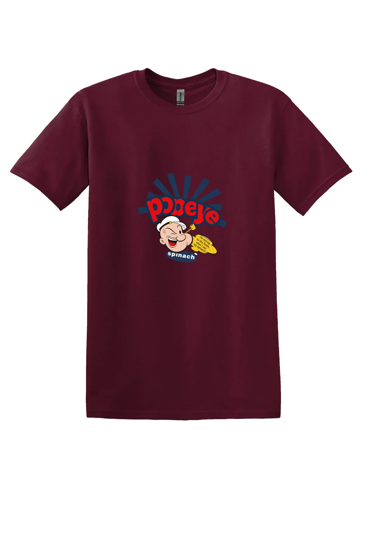 Popeye the Sailor 46 Tee, Maroon, front print