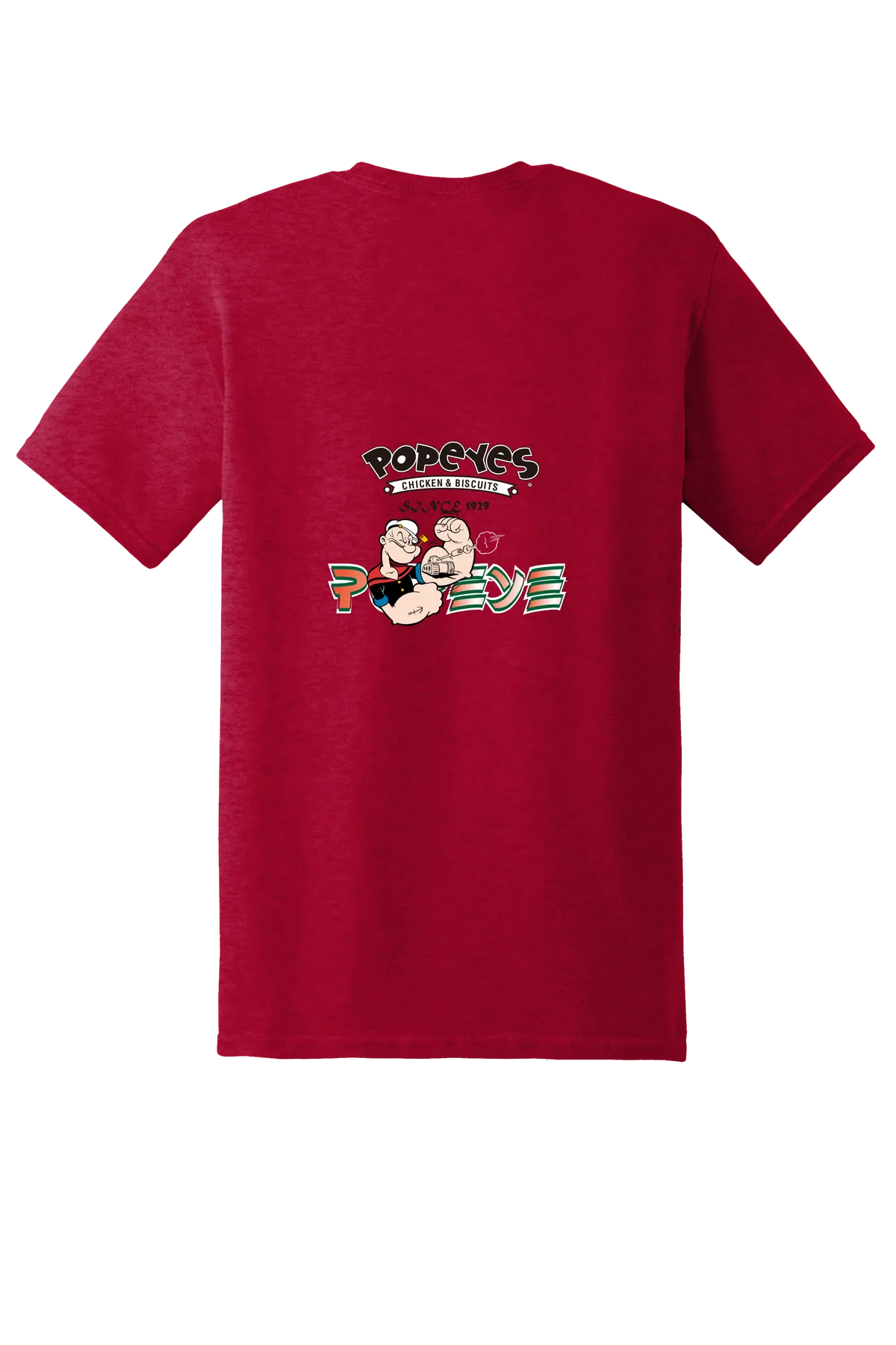 Popeye the Sailor 47 Tee, Antique Cherry Red, back print