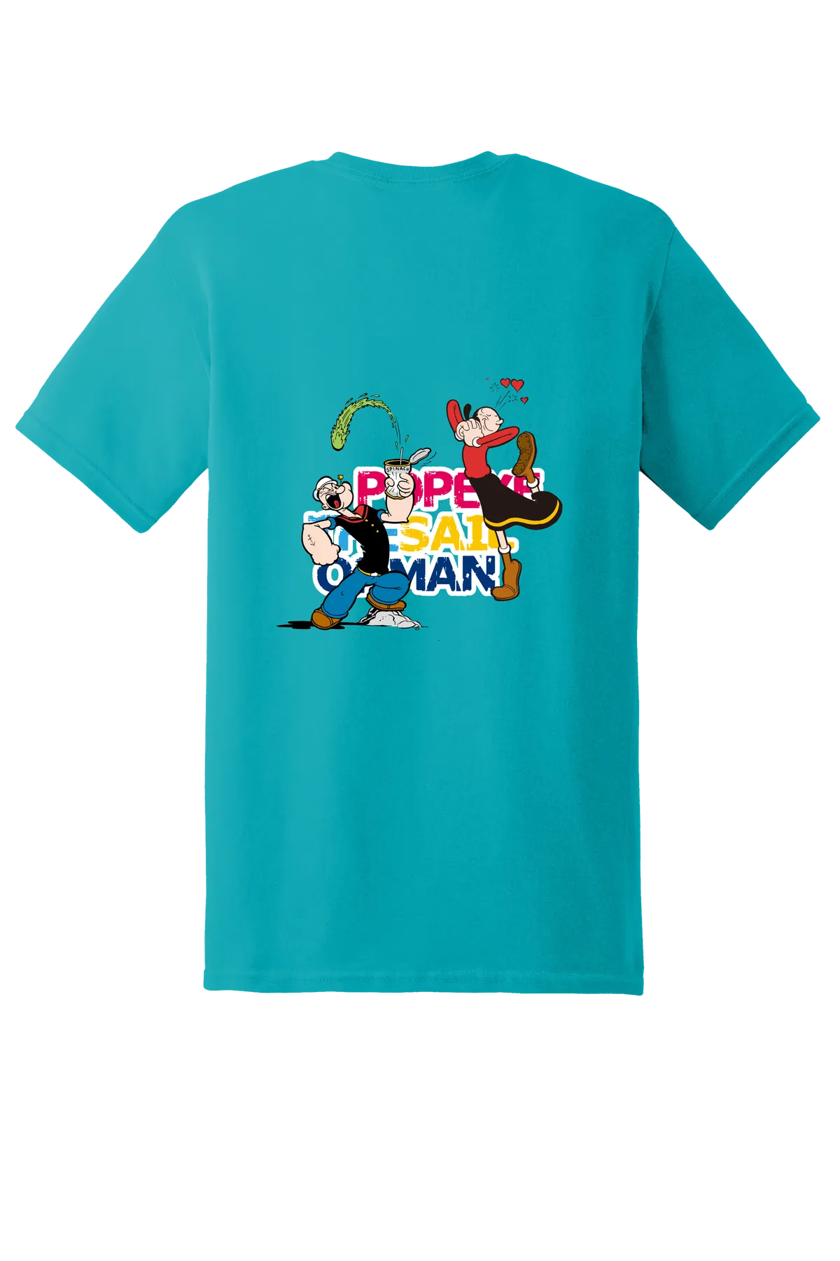 Popeye the Sailor 61 Tee, Tropical Blue, back print